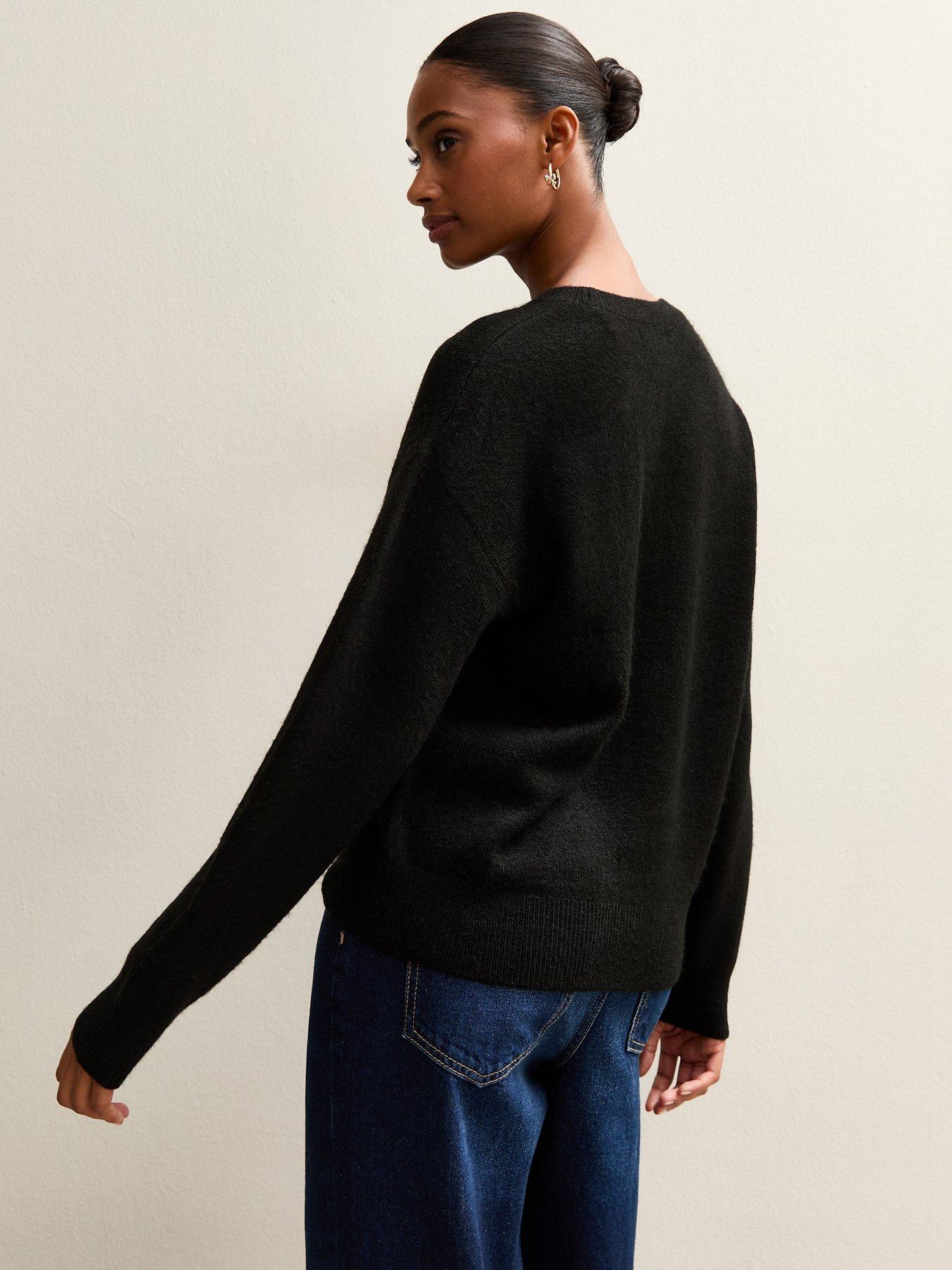  image of new-look-sequin-bow-crew-neck-jumper-black