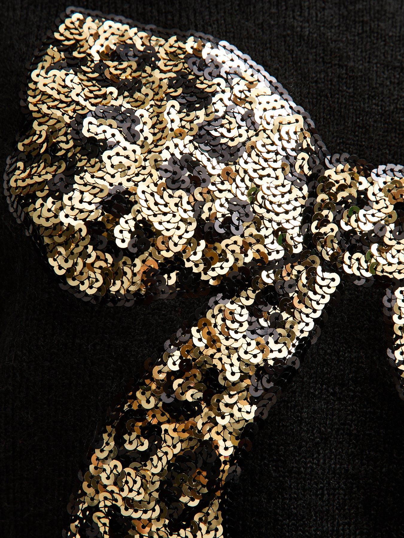  image of new-look-sequin-bow-crew-neck-jumper-black