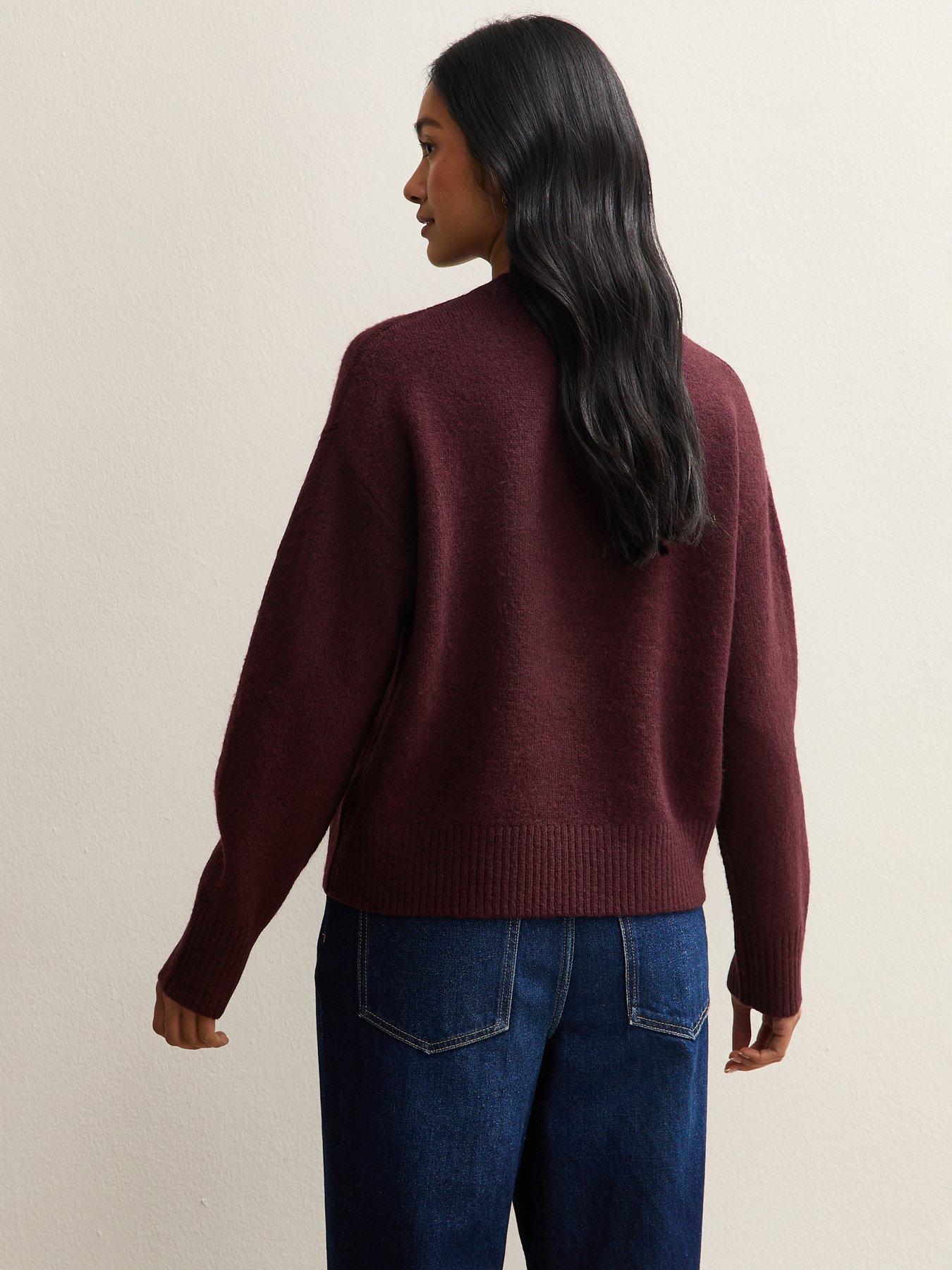 Image 2 of 5 of New Look Sequin Lips Crew Neck Jumper - Dark Red