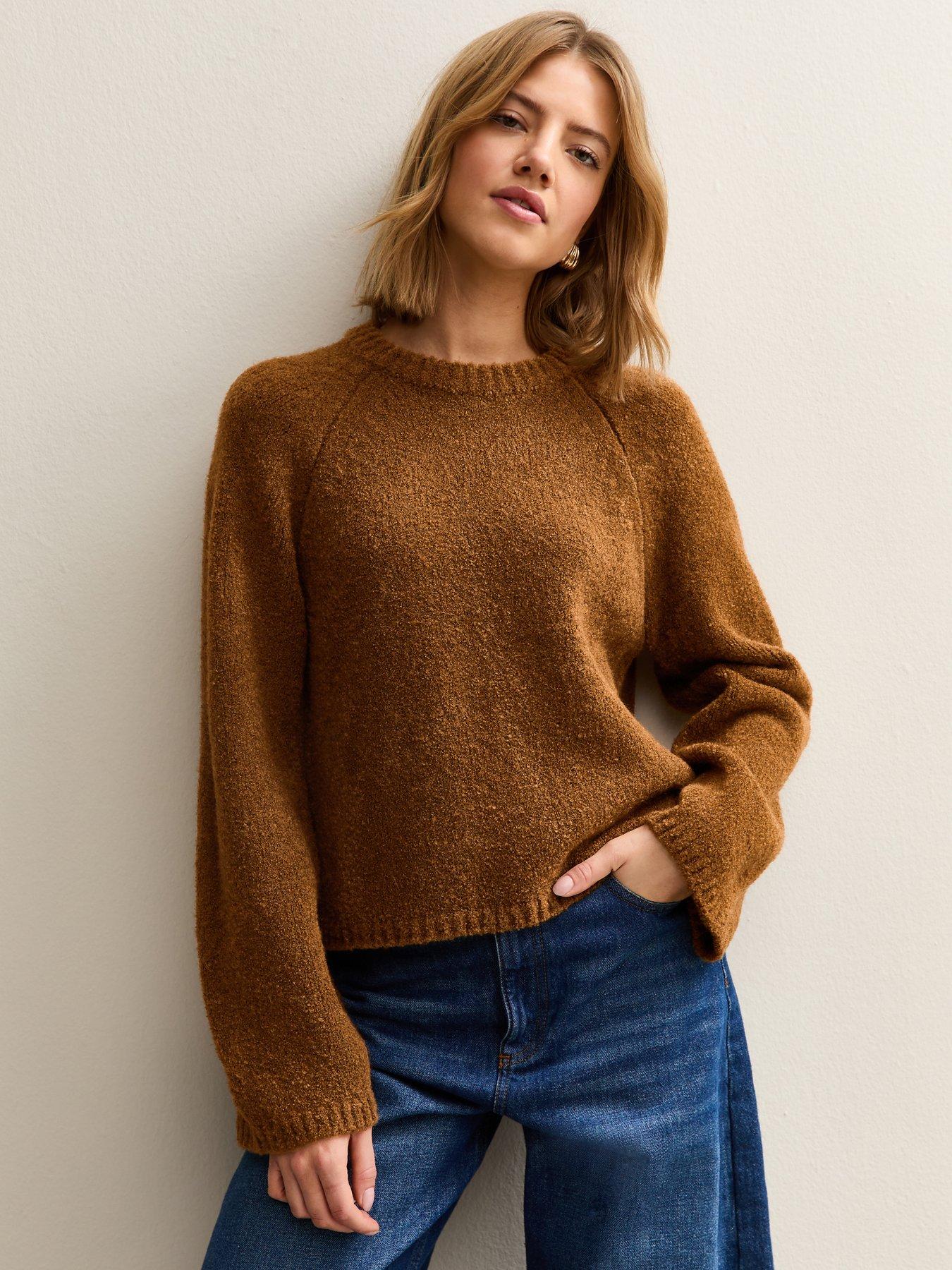 New Look Wide Sleeve Raglan Jumper - Brown