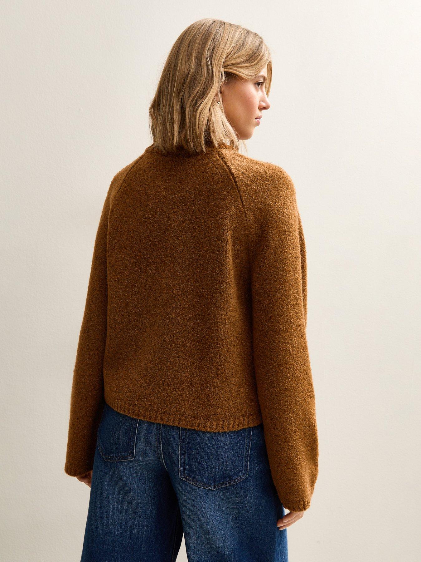 Image 2 of 5 of New Look Wide Sleeve Raglan Jumper - Brown