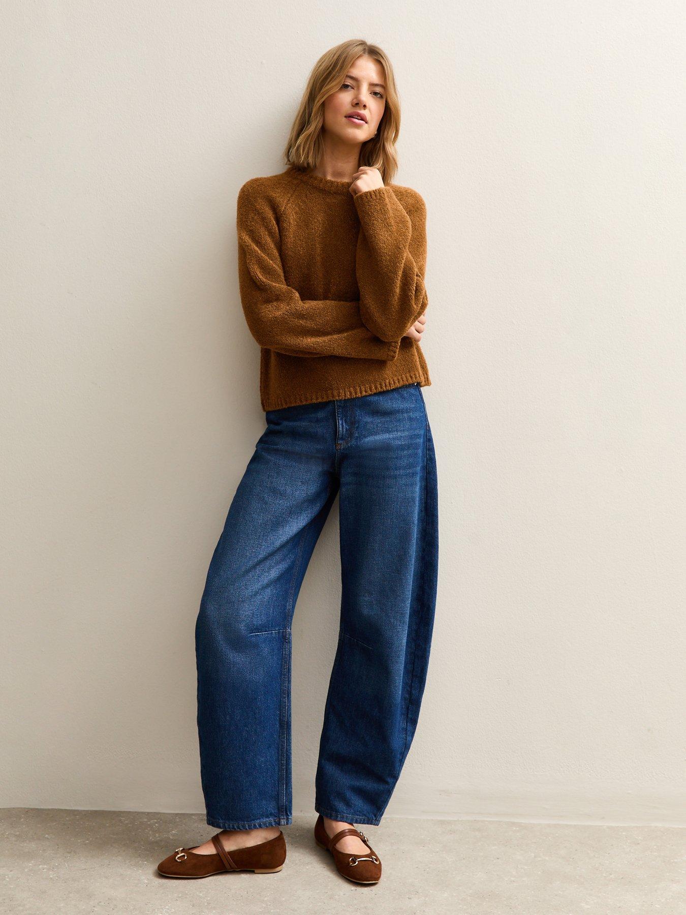 Image 3 of 5 of New Look Wide Sleeve Raglan Jumper - Brown