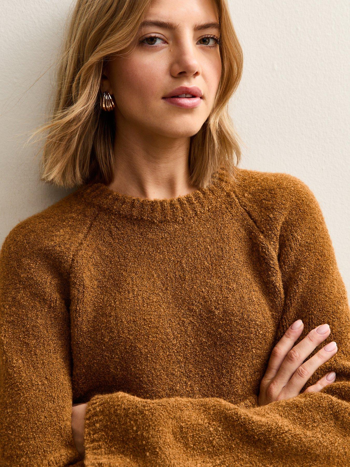 Image 5 of 5 of New Look Wide Sleeve Raglan Jumper - Brown