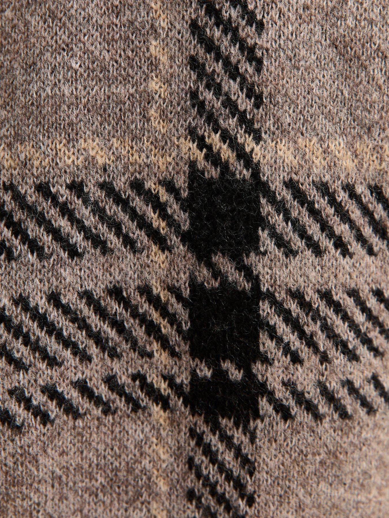  image of new-look-check-v-neck-jumper-brown