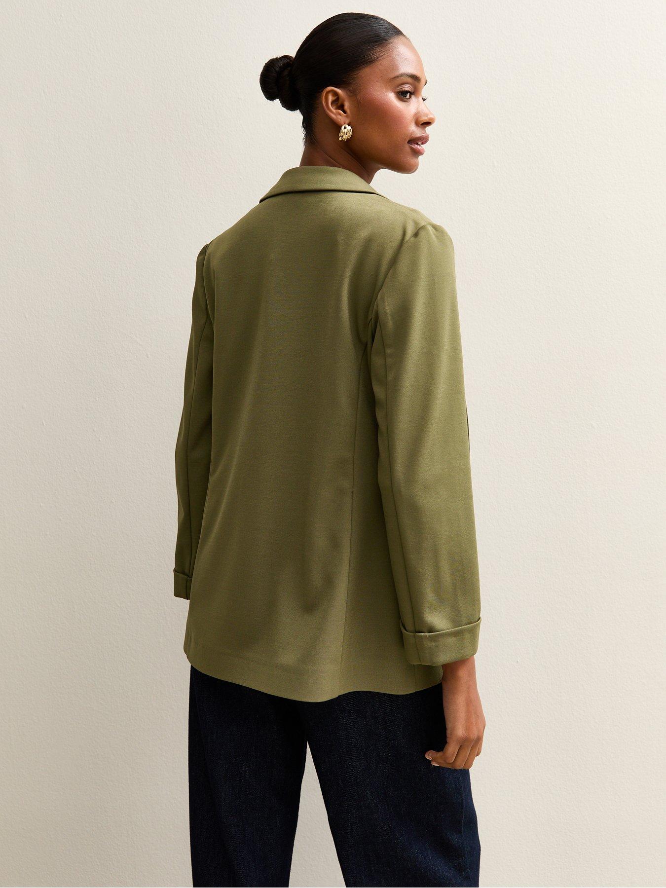 Image 2 of 4 of New Look Dark Khaki Ponte Jersey Blazer