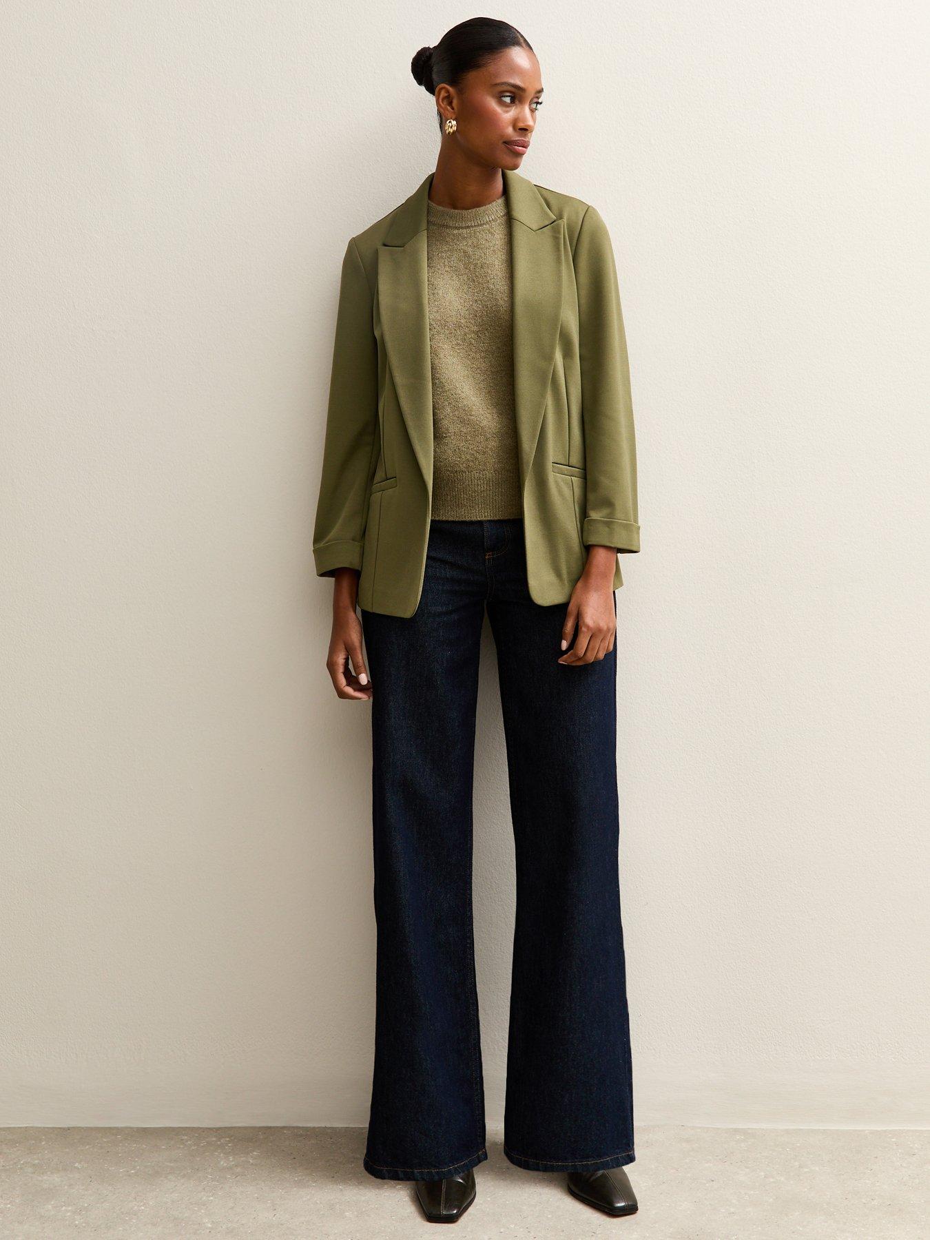  image of new-look-ponte-jersey-blazer-khaki