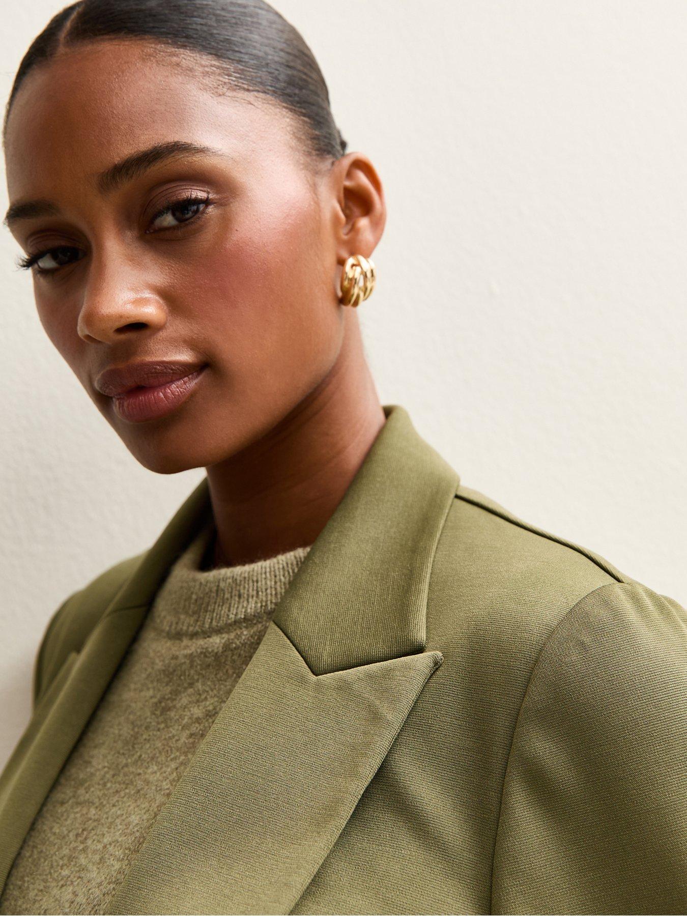  image of new-look-ponte-jersey-blazer-khaki