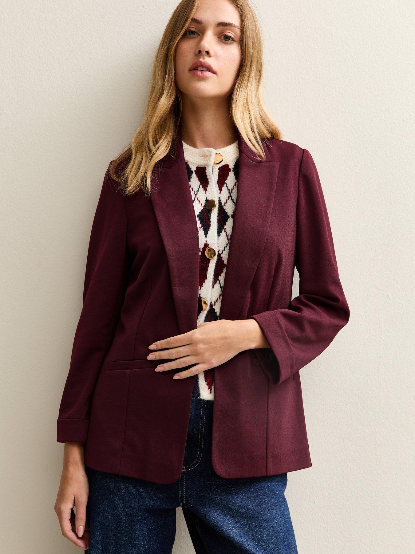 New Look Burgundy Ponte Jersey Blazer
