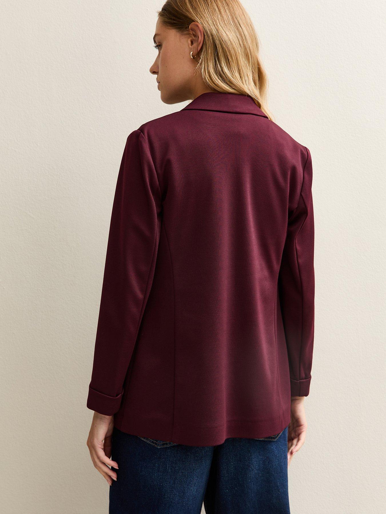  image of new-look-ponte-jersey-blazer-burgundy