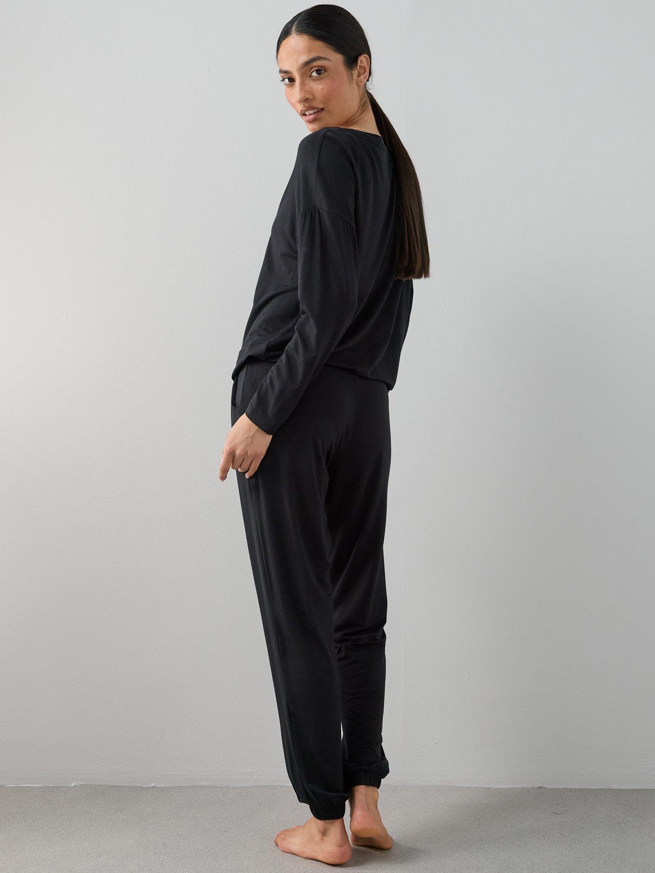 Image 2 of 7 of The Very Collection Womens Off-The-Shoulder Slouchy Pyjama Set - Black