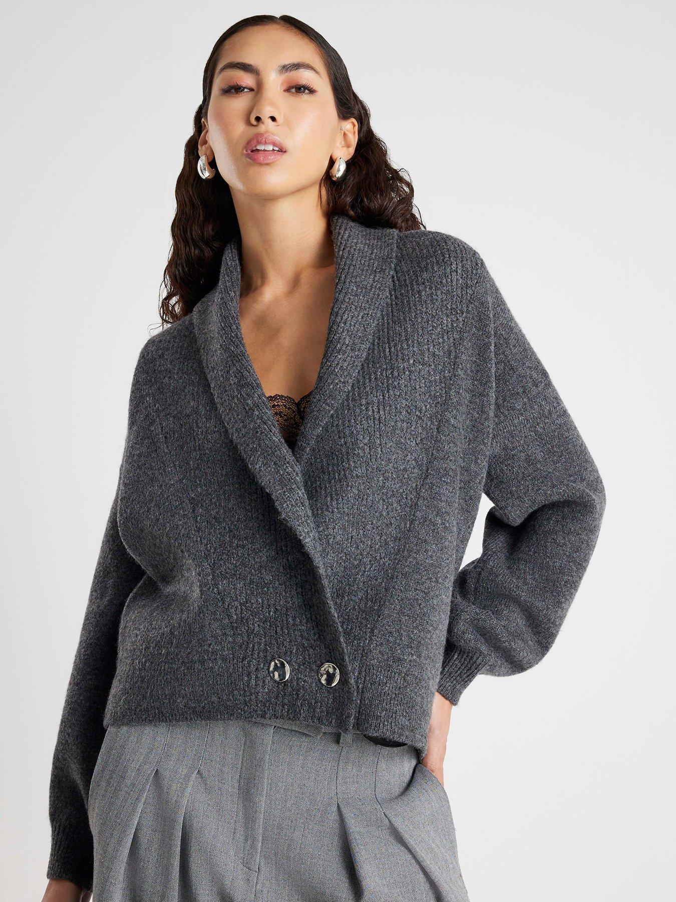  image of river-island-batwing-collar-cardigan-grey
