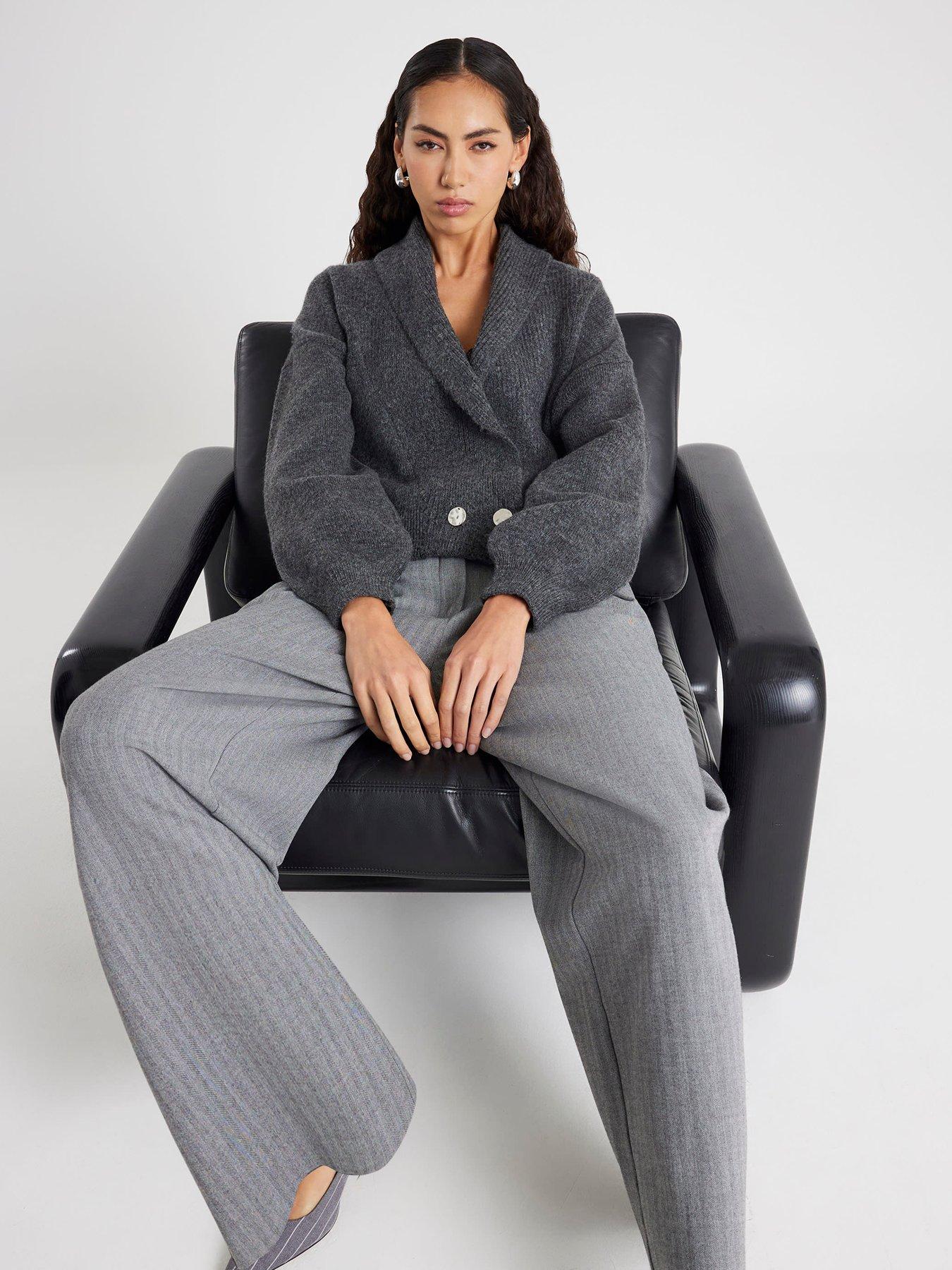  image of river-island-batwing-collar-cardigan-grey