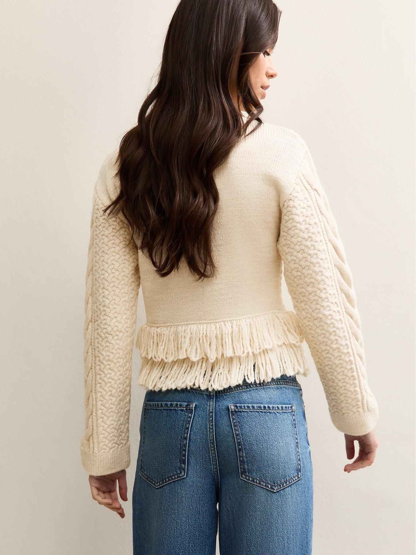 stillFront image of new-look-cable-knit-fringe-hem-jumper-cream