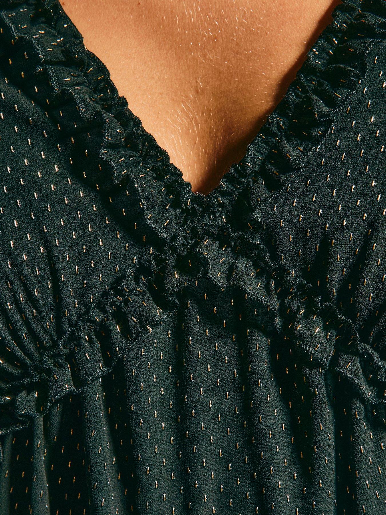  image of new-look-black-chiffon-gold-fleck-mini-dress