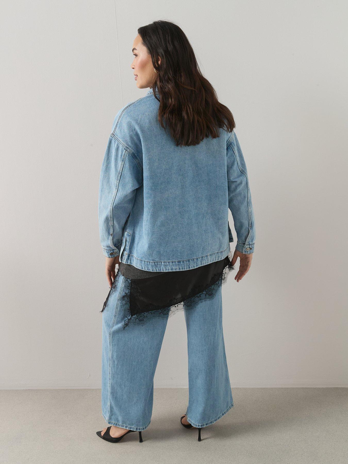 image of the-very-collection-curve-oversized-denim-jacket-blue