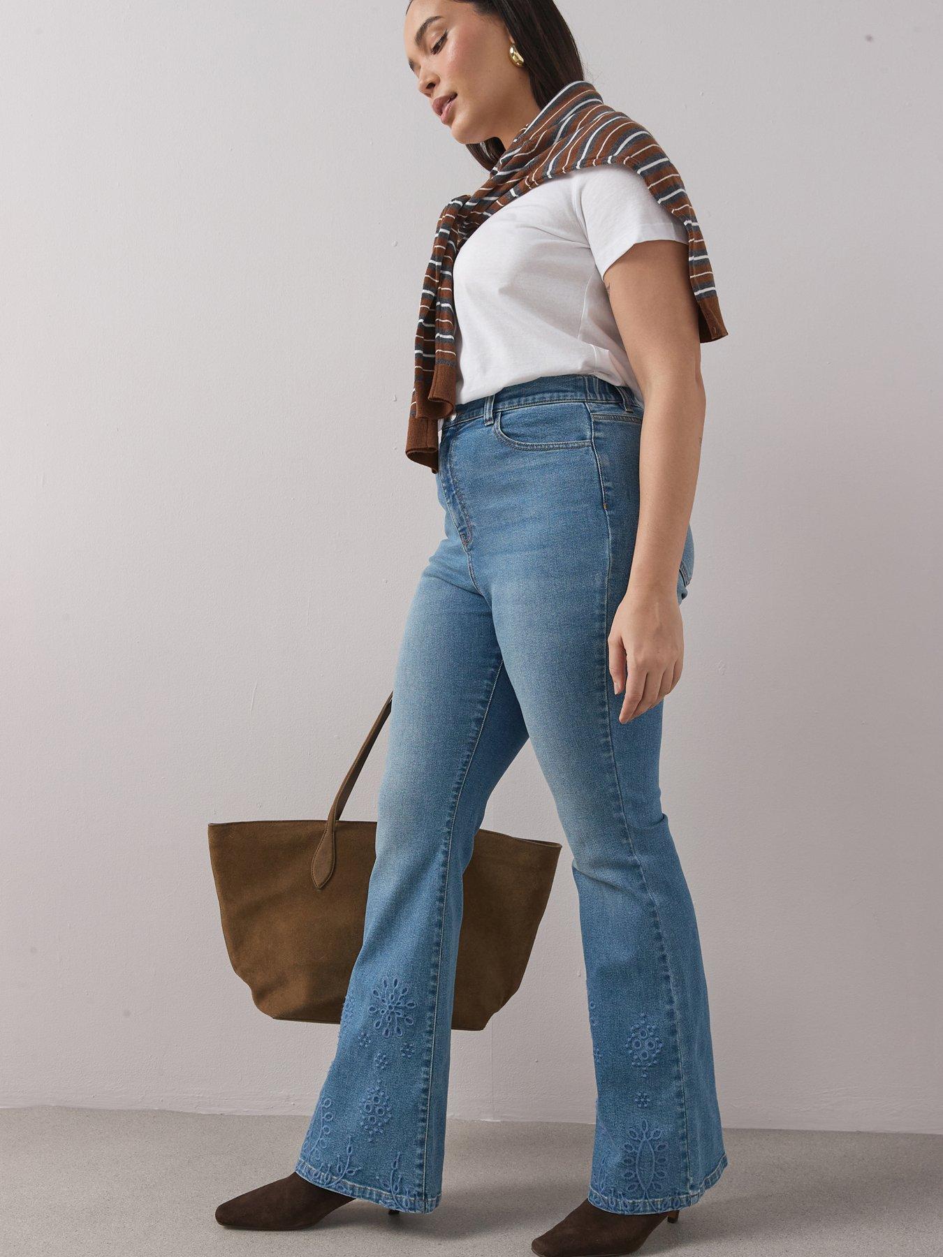 The Very Collection Curve Embroidered Hem Stretch Kickflare Jean