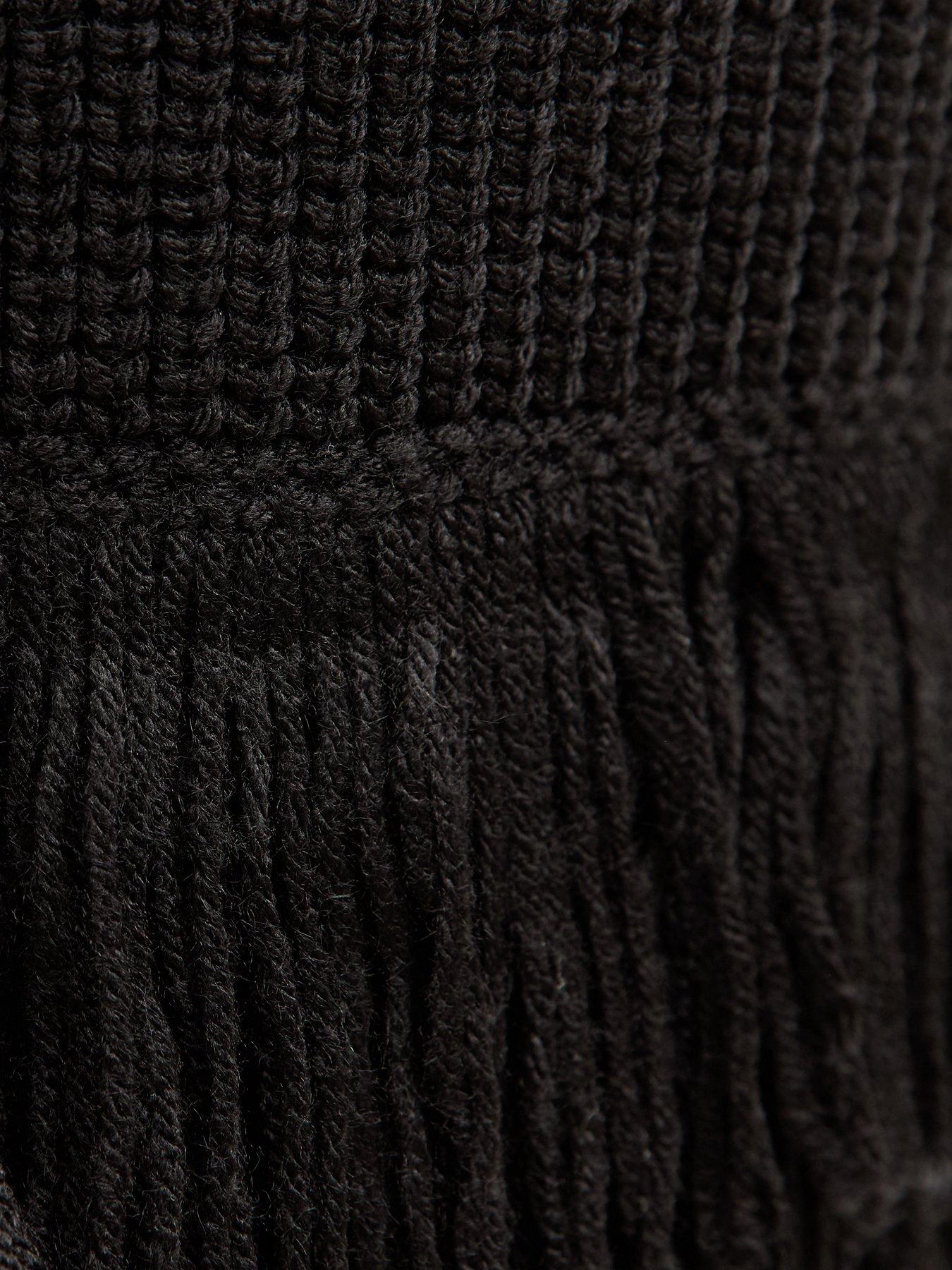  image of new-look-looped-fringe-high-neck-jumper-black