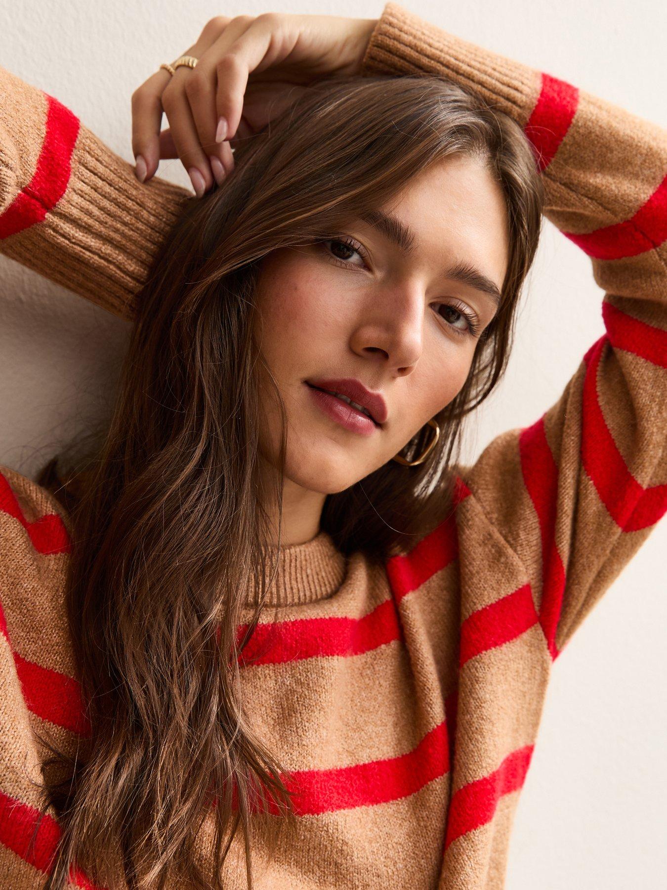 Image 4 of 6 of New Look Yellow And Red Striped Crew Neck Jumper