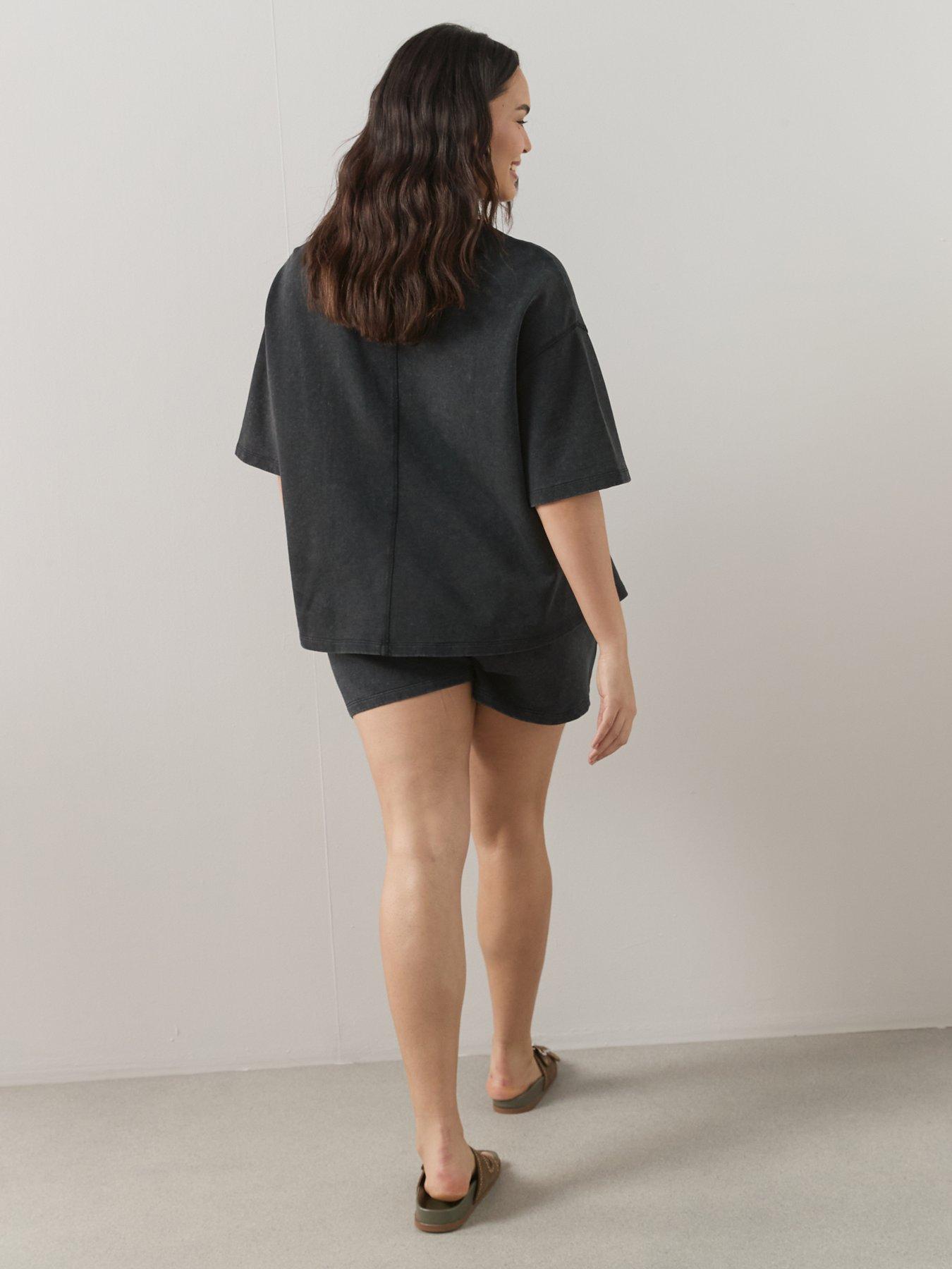 Image 2 of 6 of The Very Collection Curve Sweat Short Co-ord Set - Black