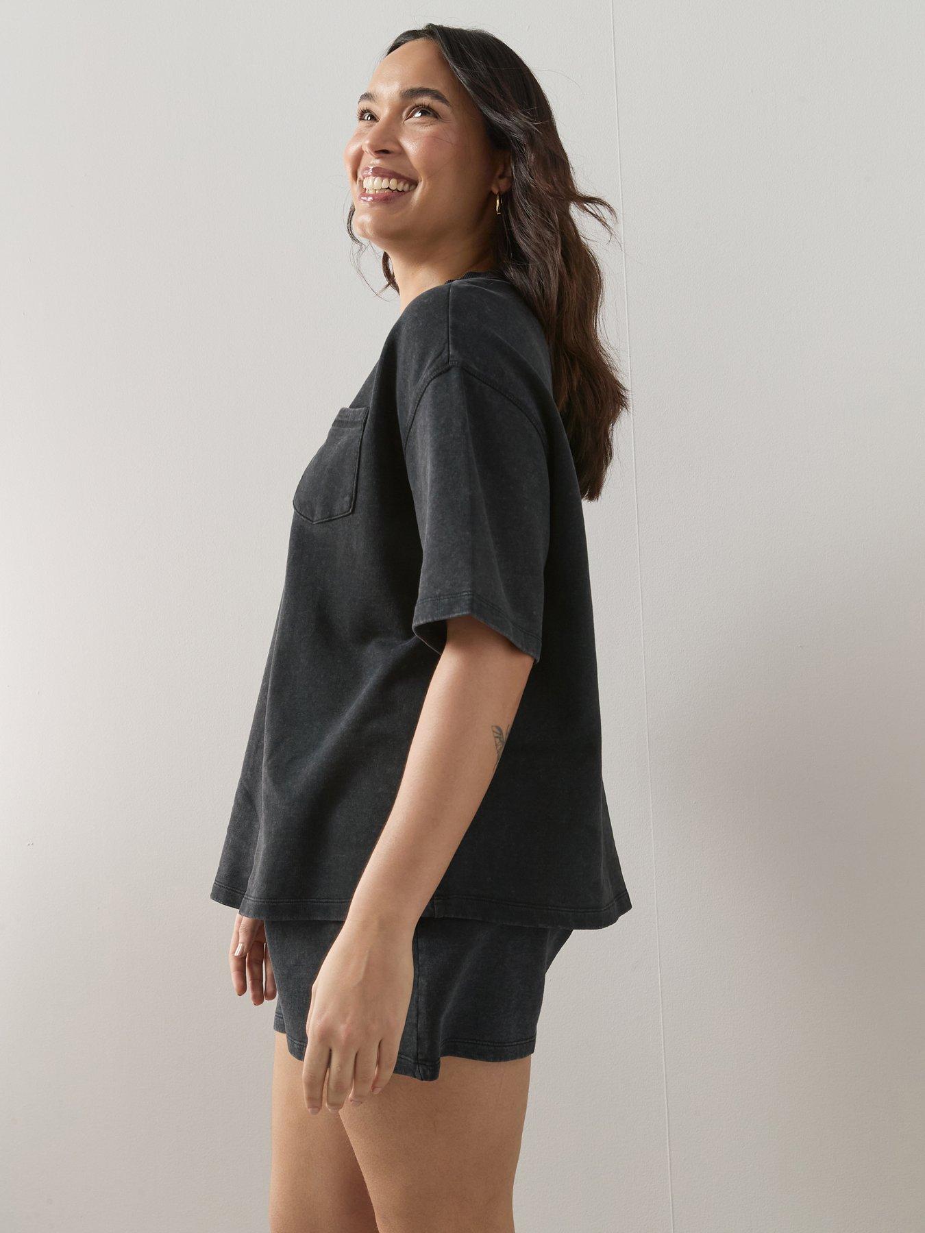 Image 3 of 6 of The Very Collection Curve Sweat Short Co-ord Set - Black