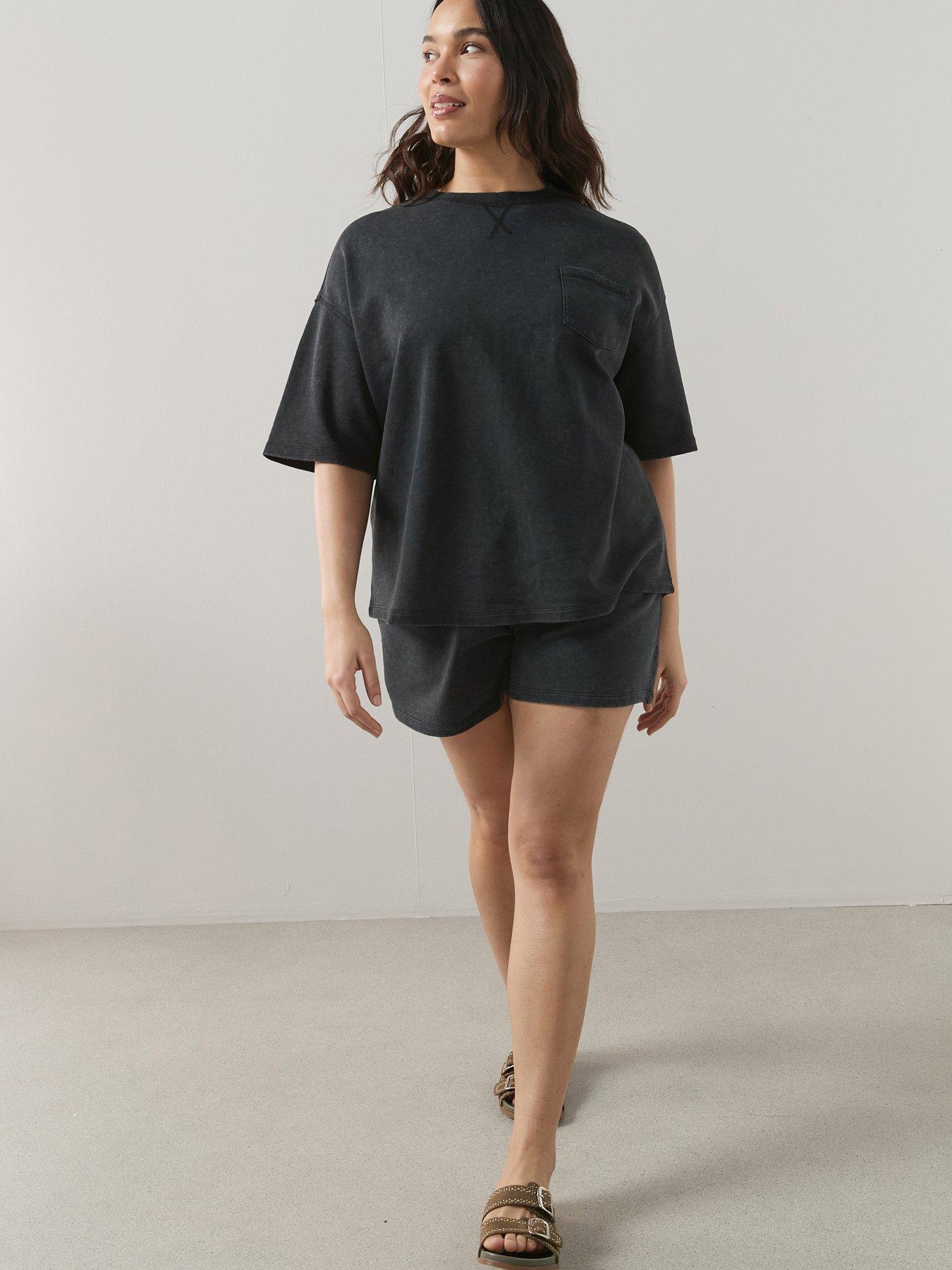 Image 6 of 6 of The Very Collection Curve Sweat Short Co-ord Set - Black