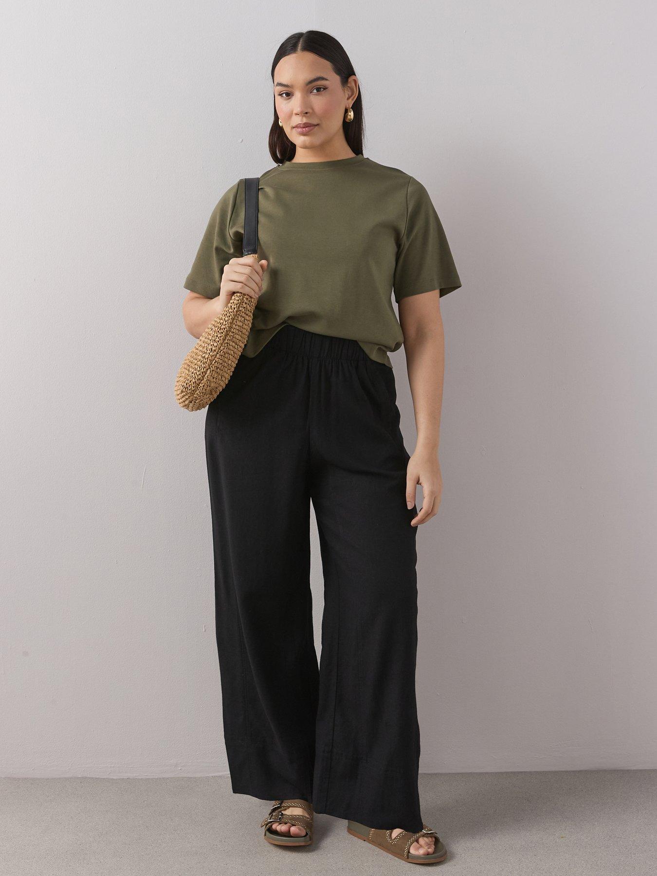 The Very Collection Curve Elasticated Waist Wide Leg Linen Trouser