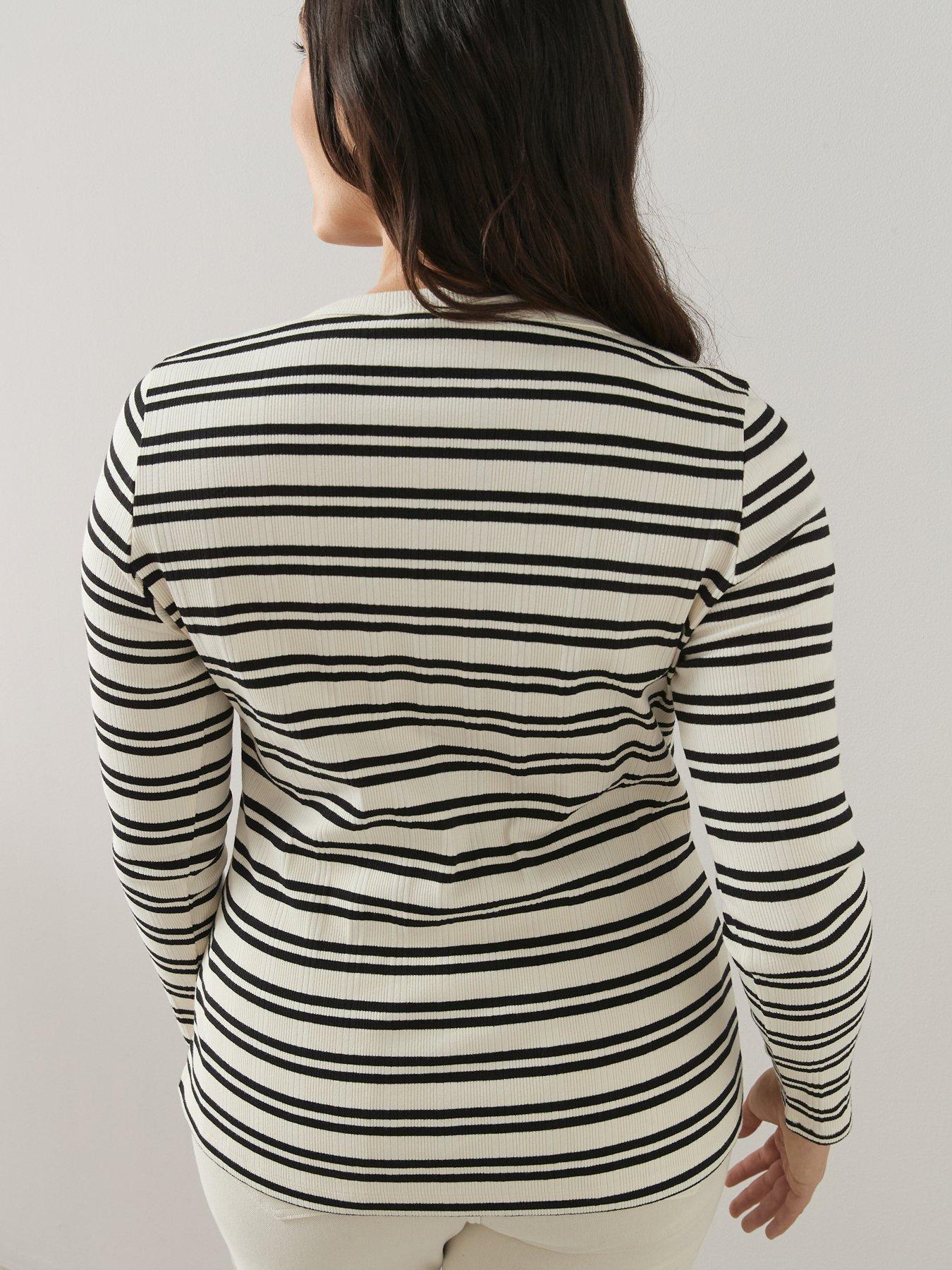  image of the-very-collection-curve-stripe-rib-button-through-top-multi