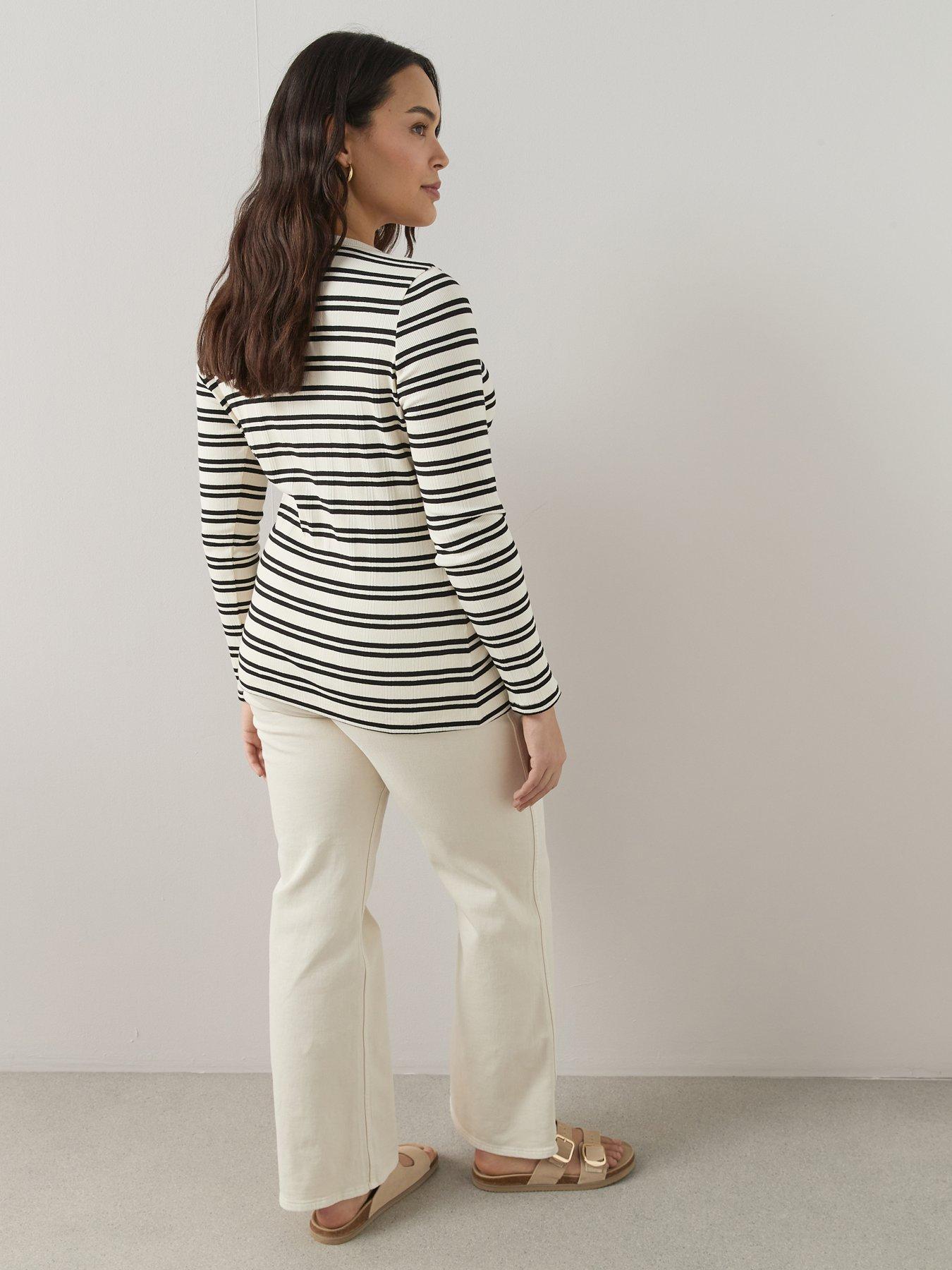  image of the-very-collection-curve-stripe-rib-button-through-top-multi
