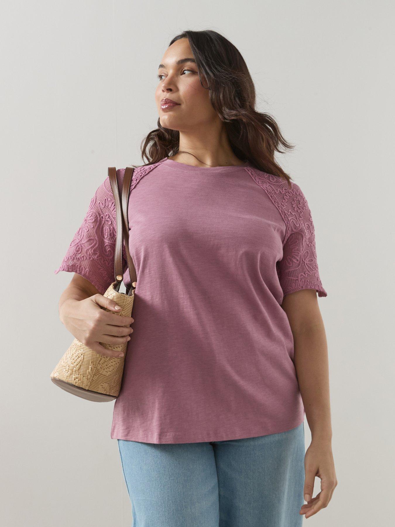 The Very Collection Curve Lace Sleeve T-shirt