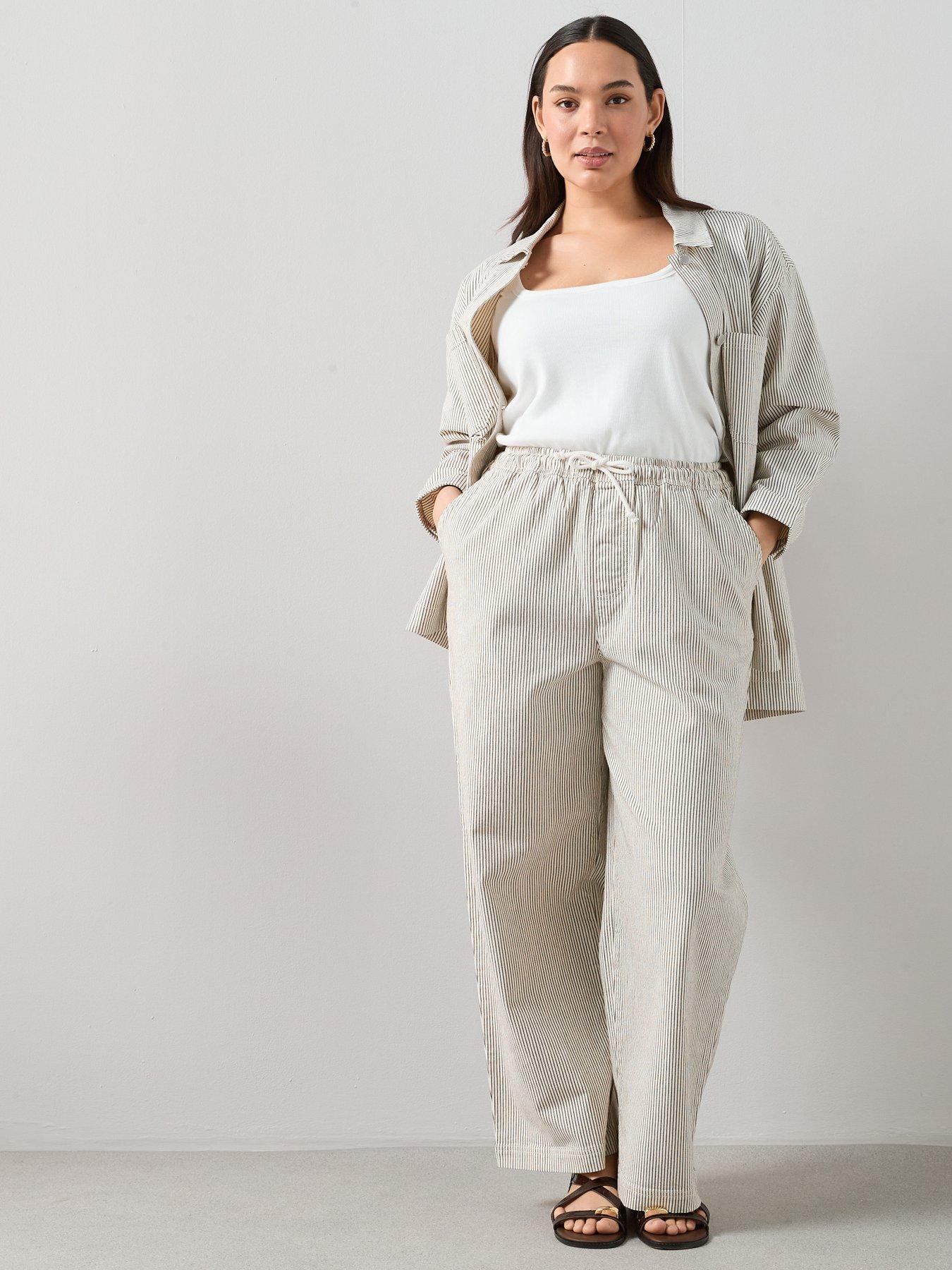The Very Collection Curve Elasticated Waist Stripe Wide Leg Jean