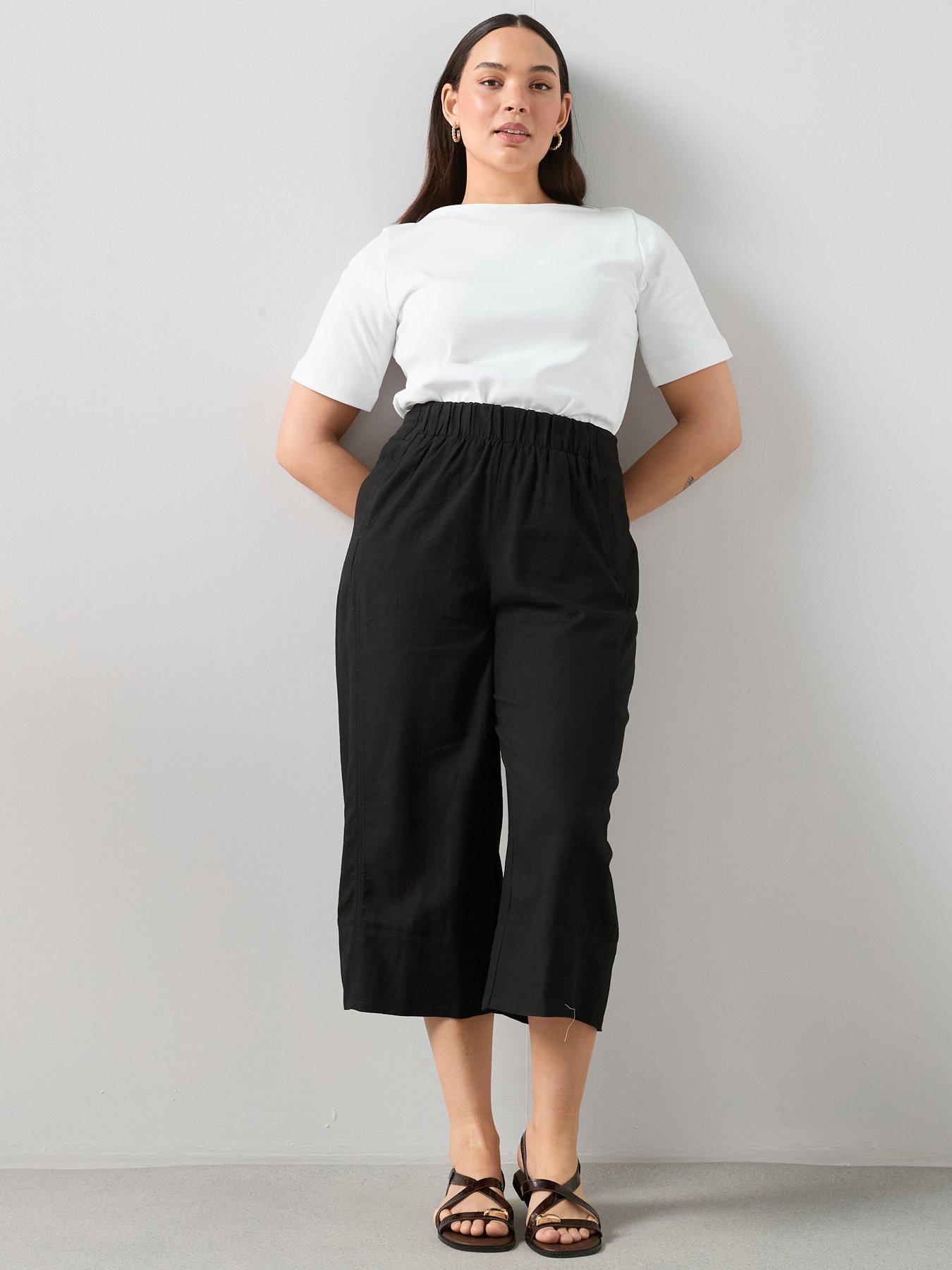 The Very Collection Curve Elasticated Waist Crop Linen Trouser