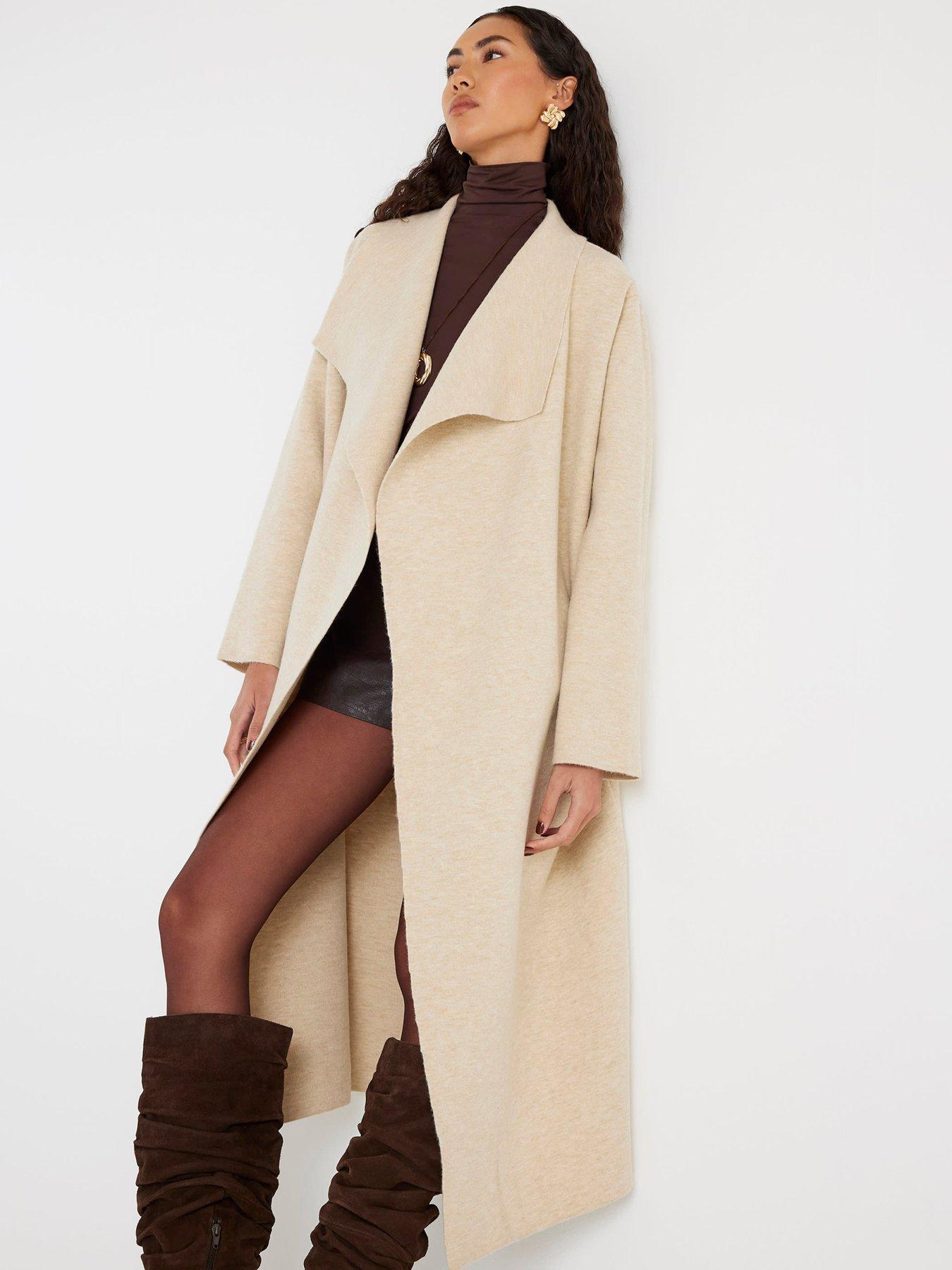  image of river-island-beige-knitted-waterfall-cardigan