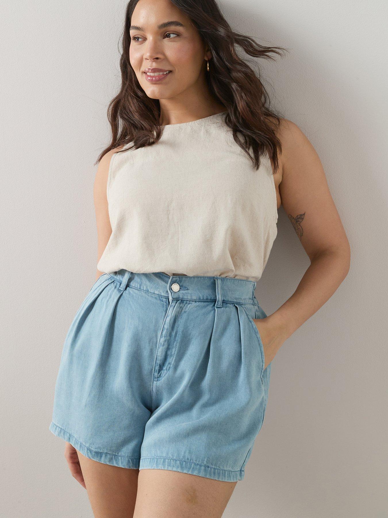 The Very Collection Curve Soft Touch Denim Elasticated Waist Shorts - Blue