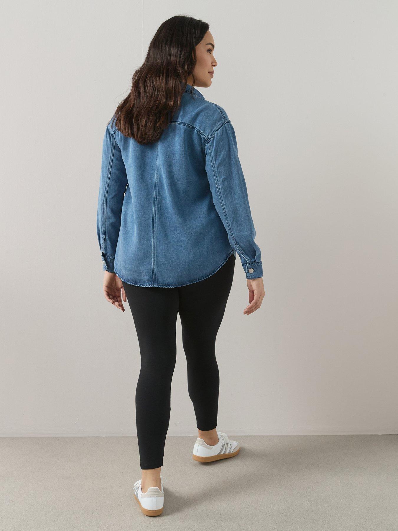  image of the-very-collection-curve-collared-denim-shirt