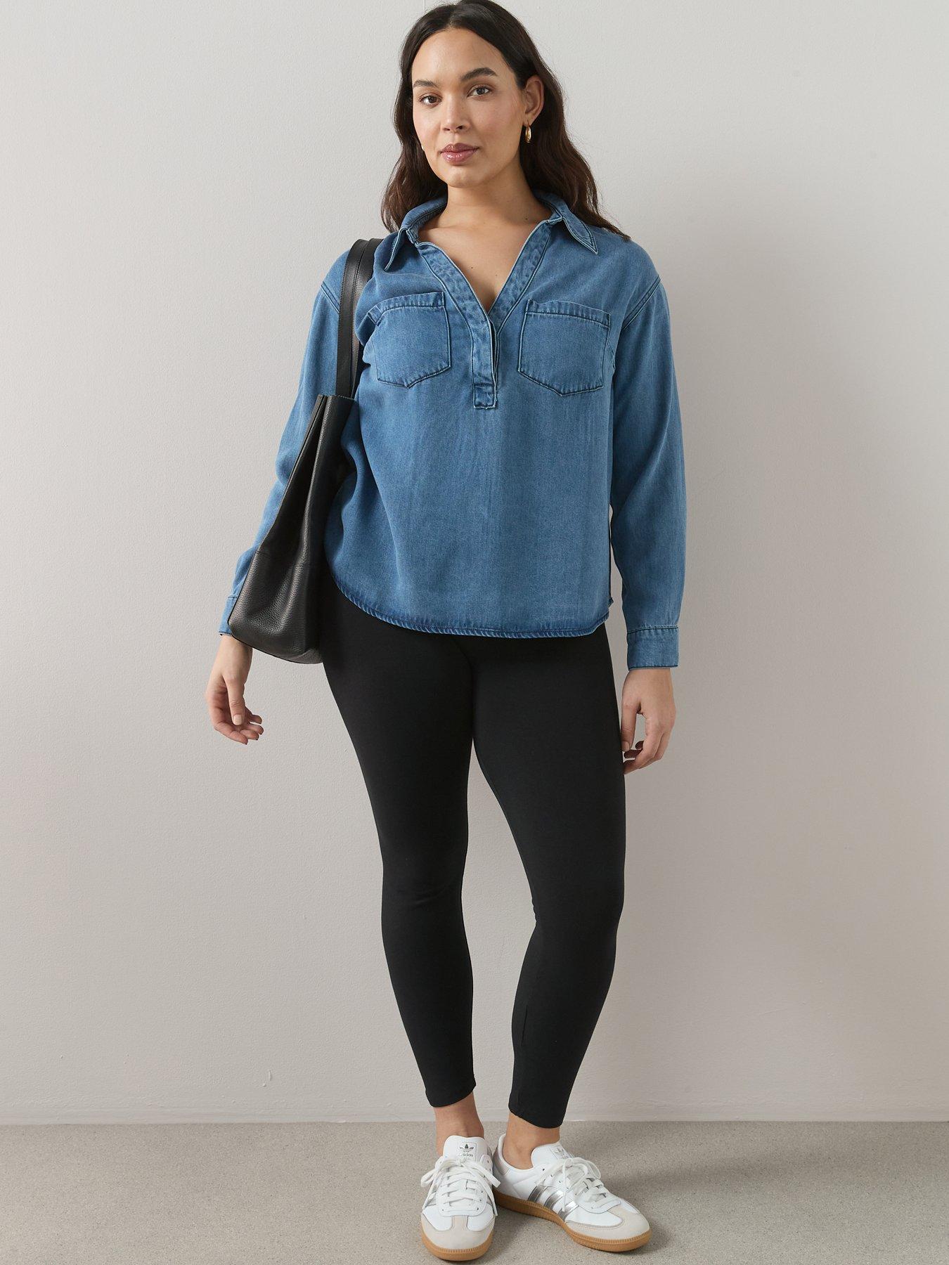 Image 3 of 6 of The Very Collection Curve Collared Denim Shirt