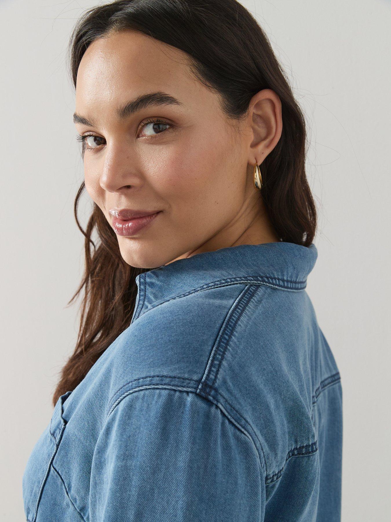  image of the-very-collection-curve-collared-denim-shirt