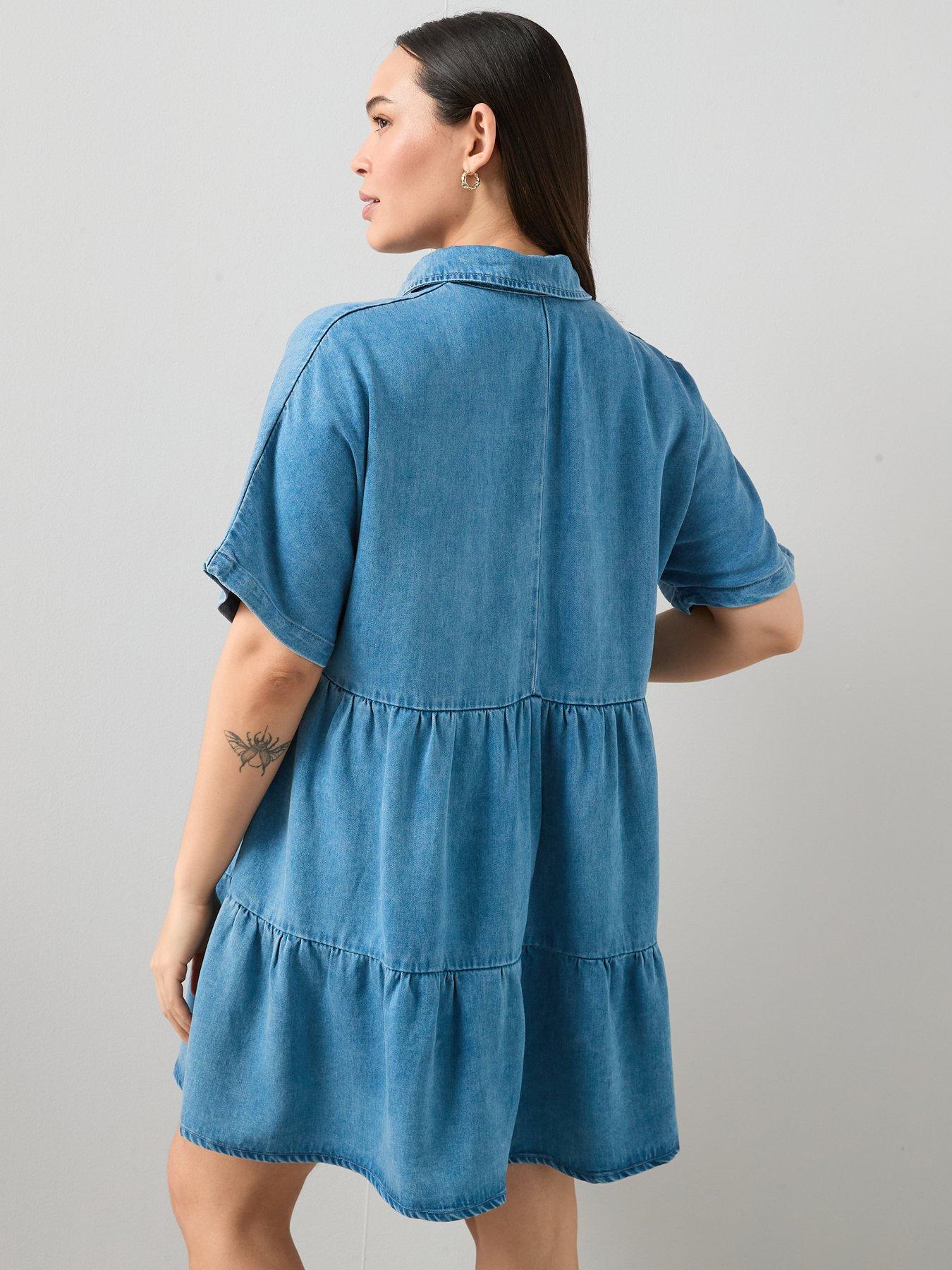 Image 2 of 6 of The Very Collection Curve Tiered Denim Dress