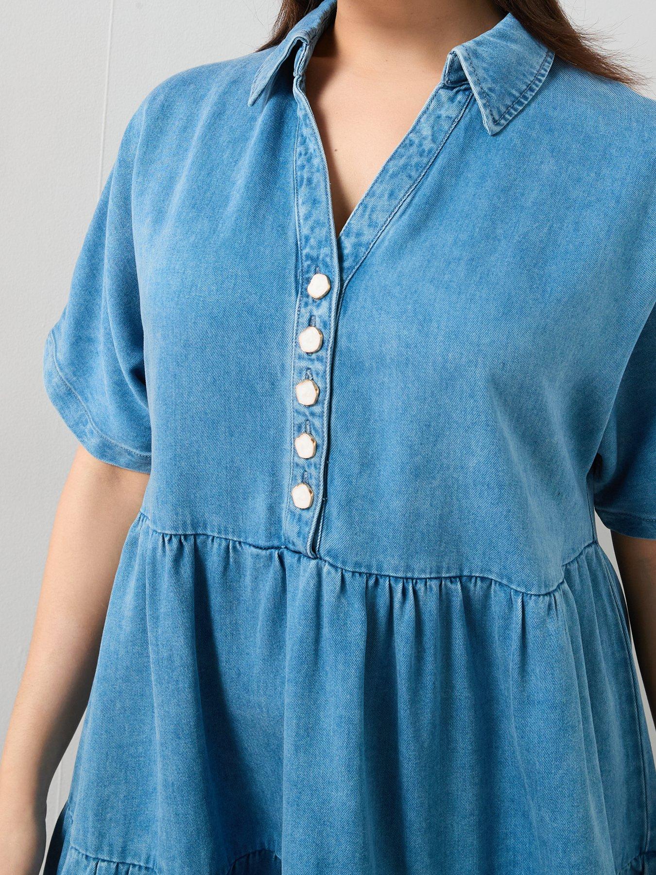 Image 4 of 6 of The Very Collection Curve Tiered Denim Dress