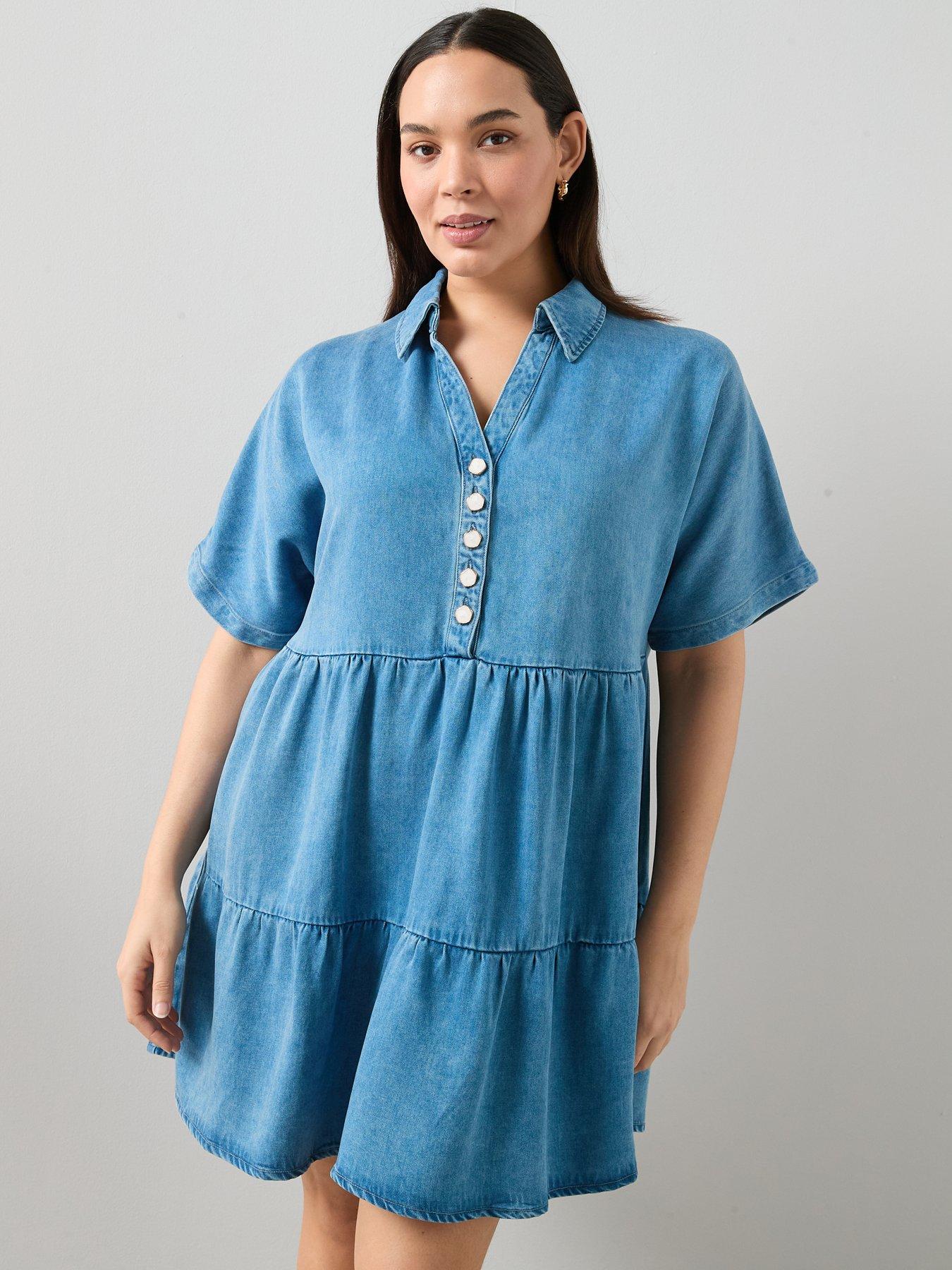 Image 5 of 6 of The Very Collection Curve Tiered Denim Dress