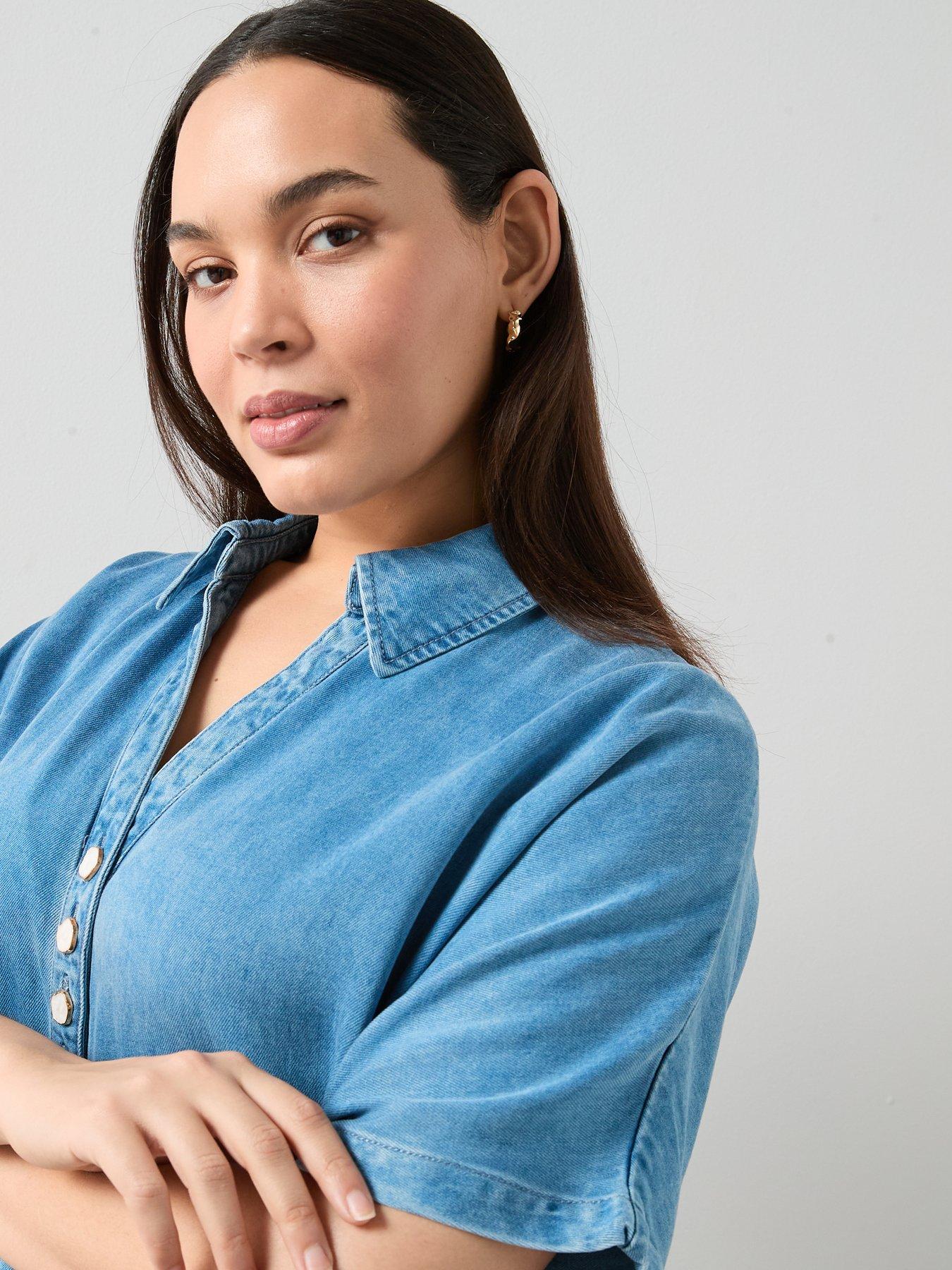 Image 6 of 6 of The Very Collection Curve Tiered Denim Dress