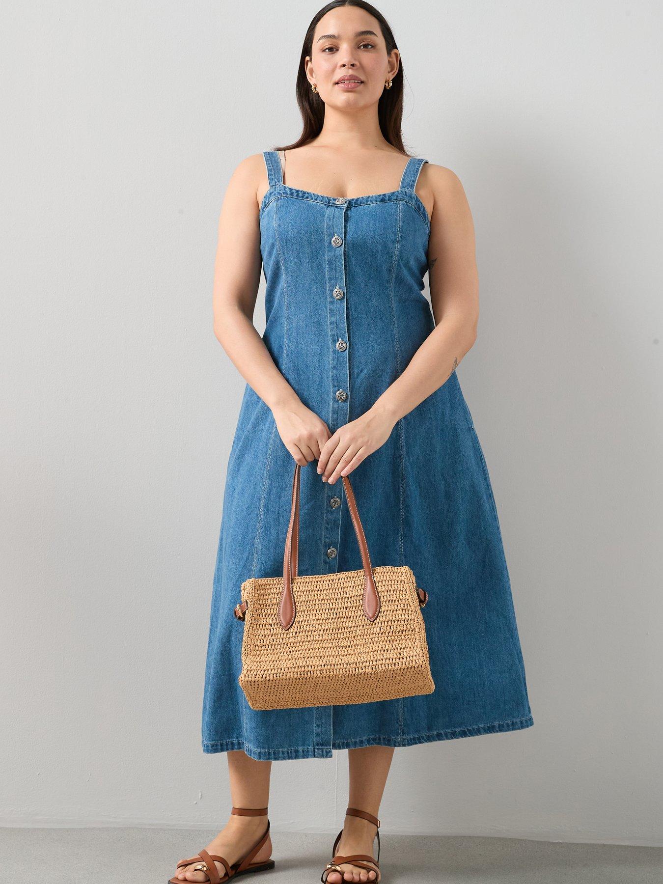 denim dress plus size uk Yours Women's Plus Size Blue Denim Midi Dress Size 20