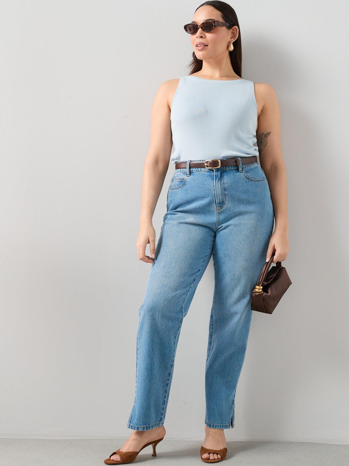 The Very Collection Curve Split Hem Straight Leg Jean