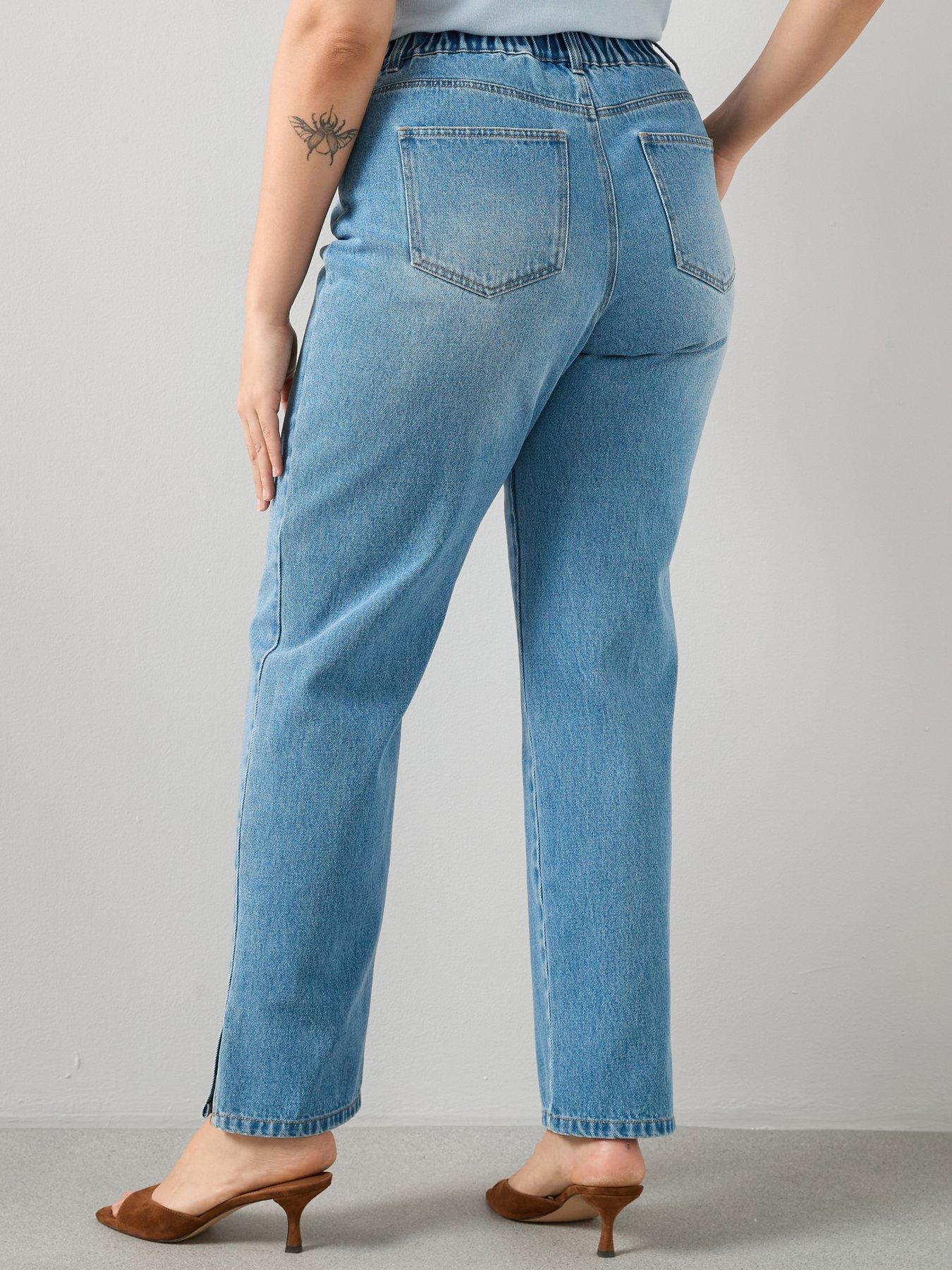 stillFront image of the-very-collection-curve-split-hem-straight-leg-jean