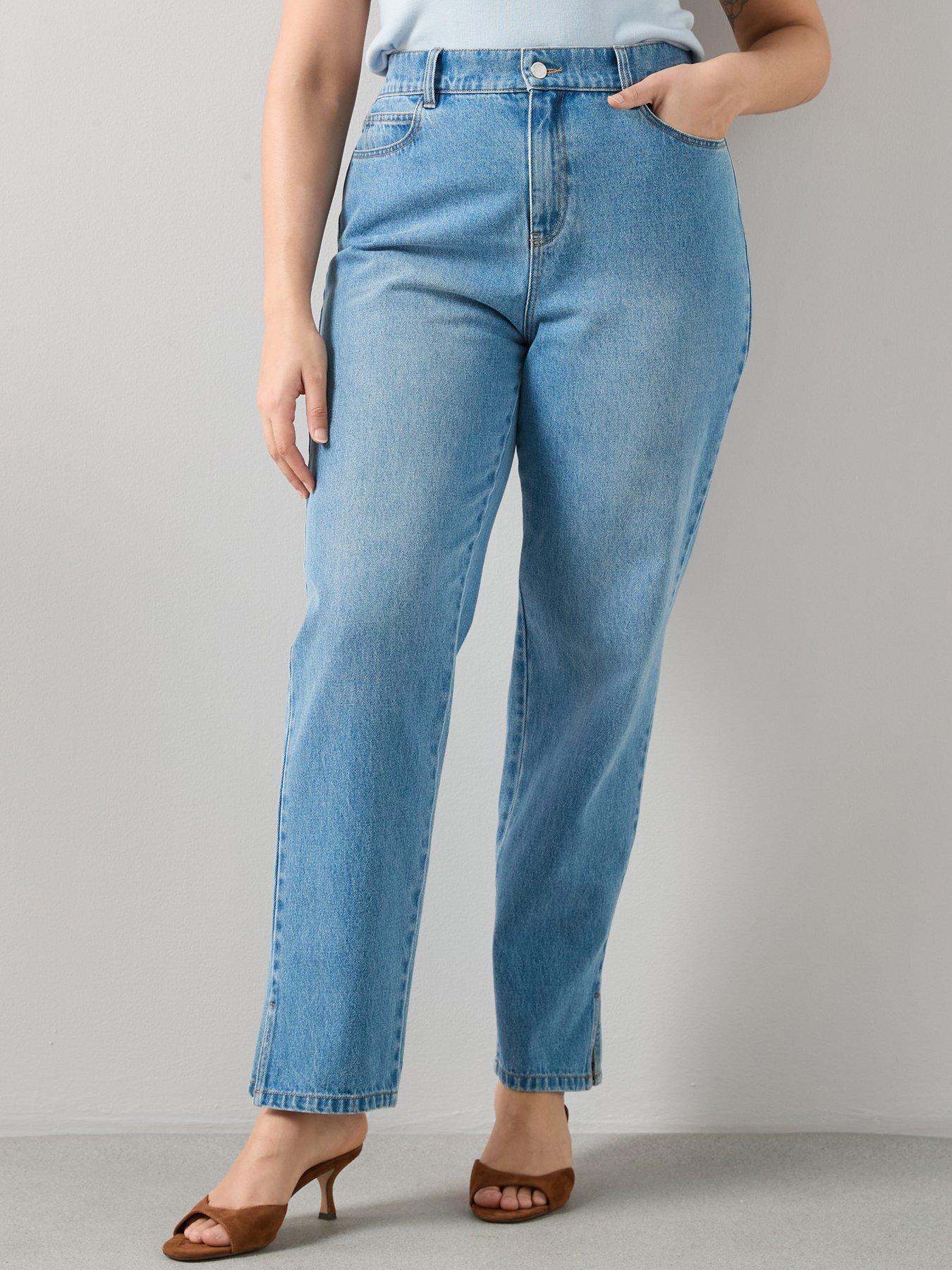  image of the-very-collection-curve-split-hem-straight-leg-jean