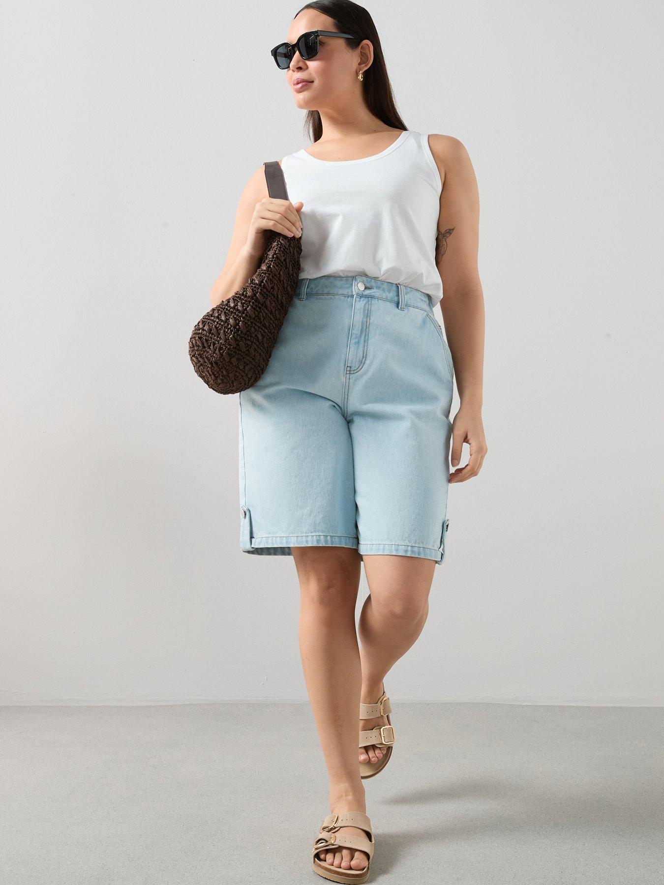 The Very Collection Curve Longline Denim Short - Light Wash