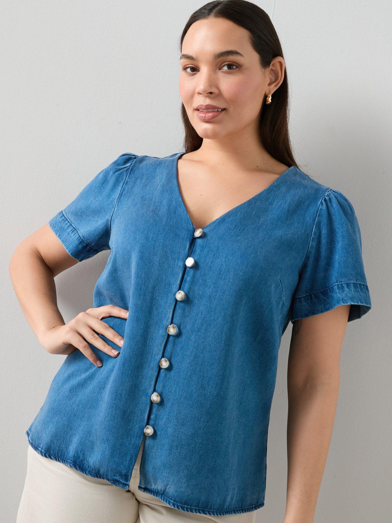 The Very Collection Curve Denim Button Through Blouse