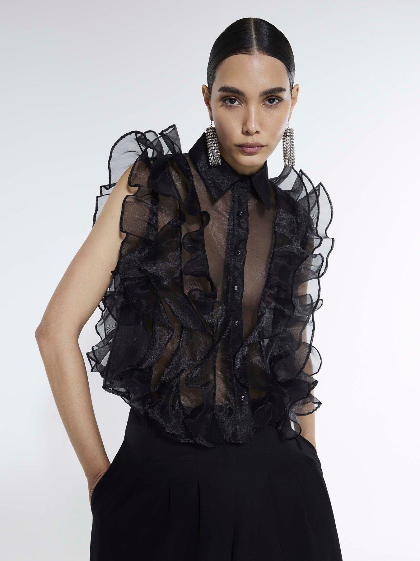  image of river-island-ruffle-blouse-black