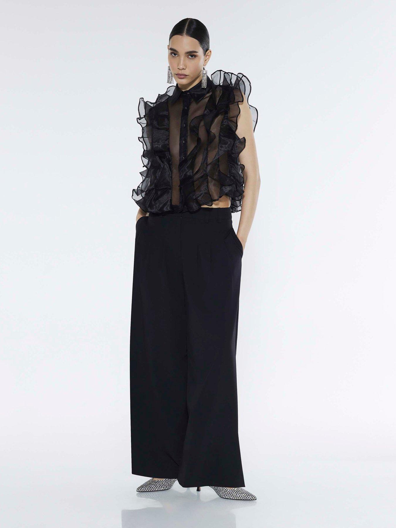  image of river-island-ruffle-blouse-black