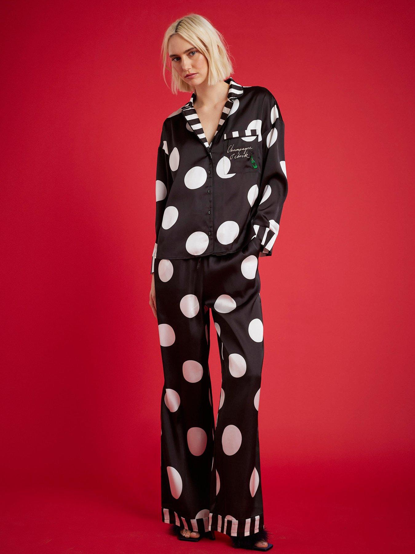 River Island Nephthys Checkerboard PJs - Black
