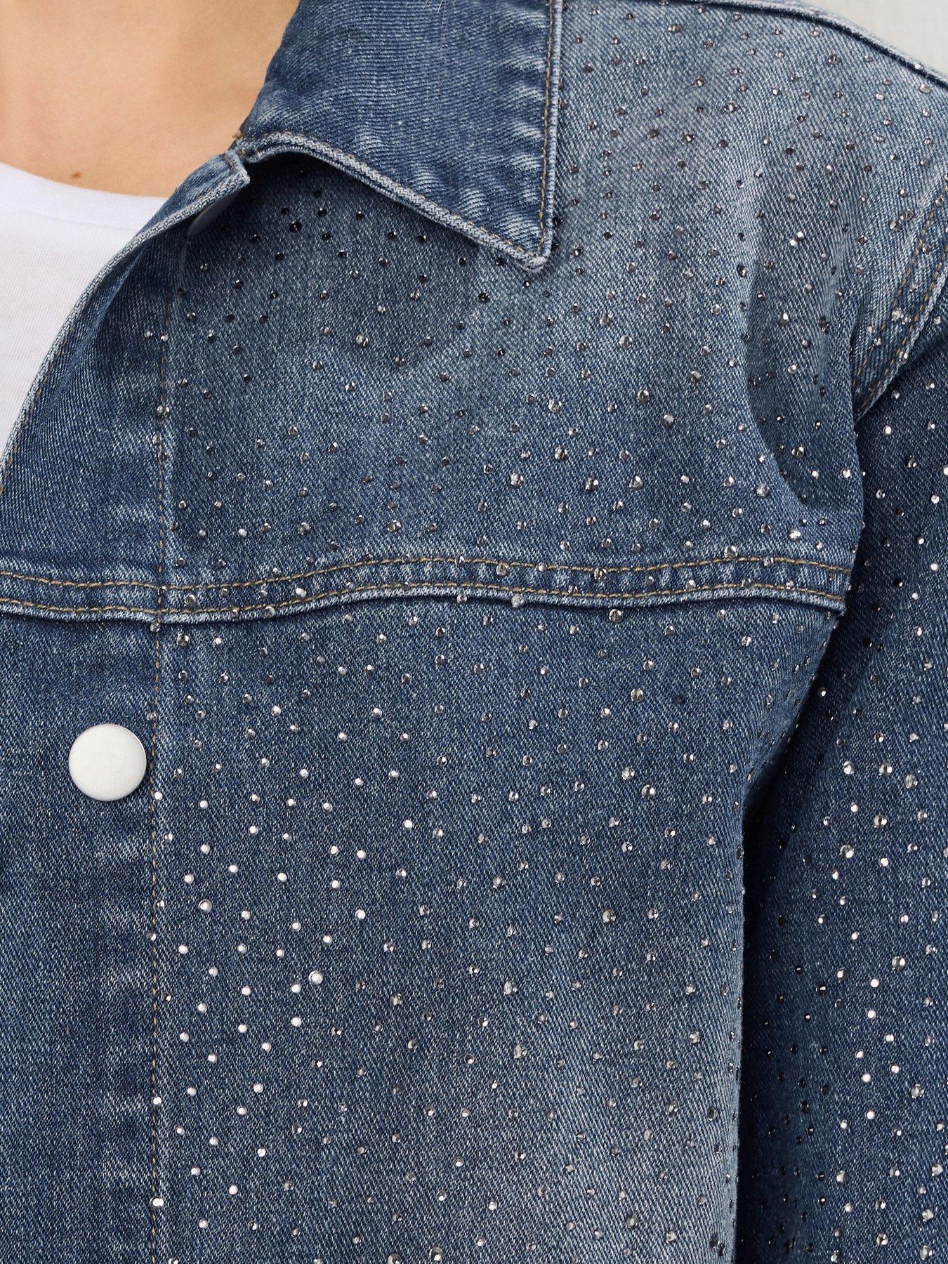 Image 4 of 4 of Long Tall Sally Embellished Denim Jacket - Blue